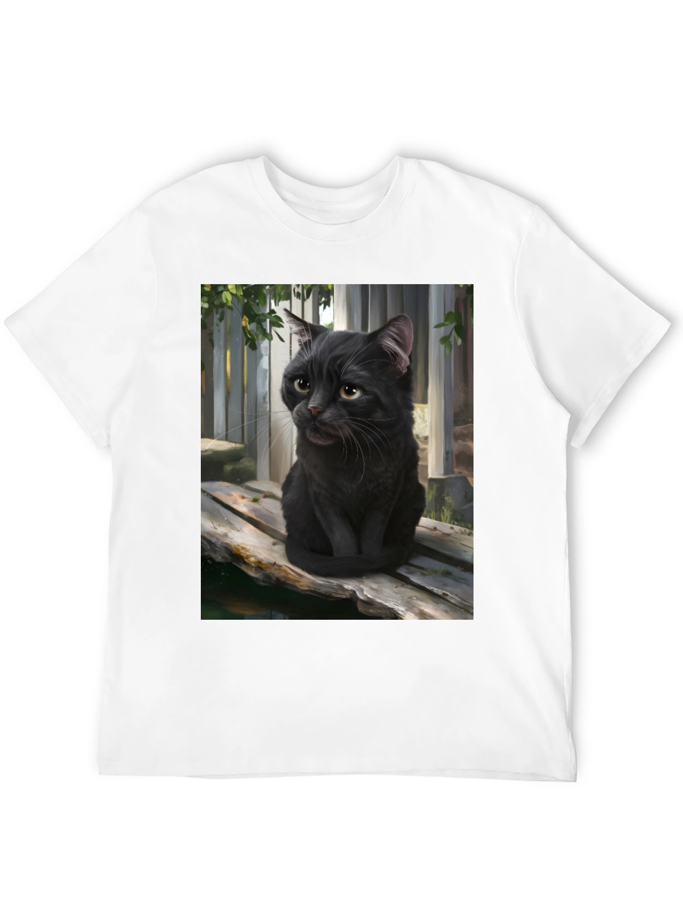 Black Black Cat Portrait Graphic T-Shirt view 12