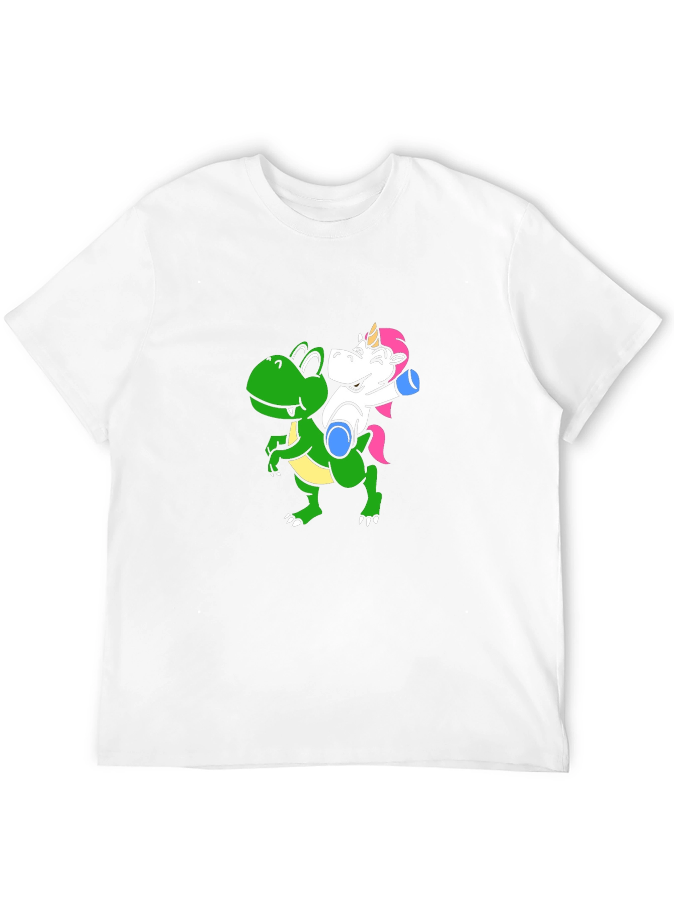 Black Unicorn Riding Dinosaur Graphic T-Shirt view 12