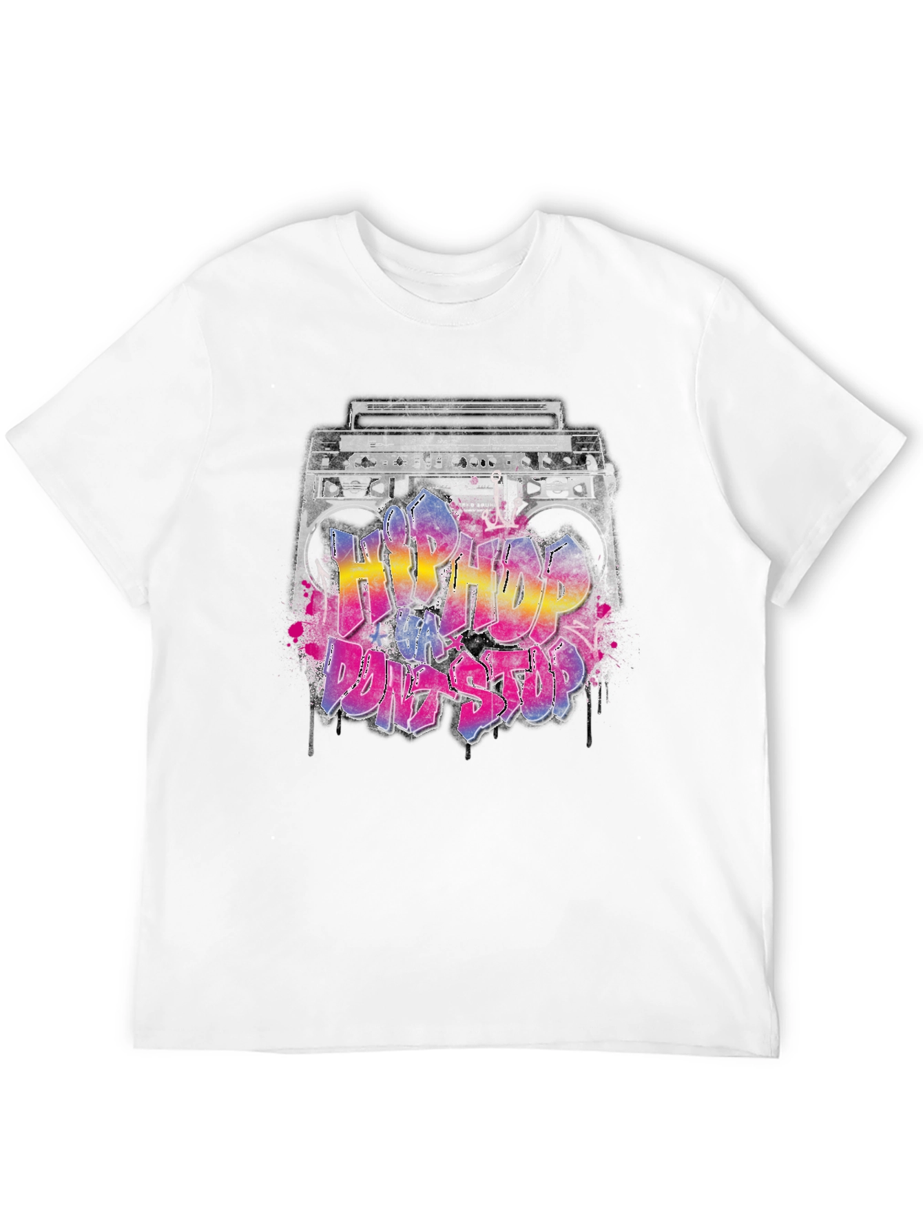 Black Hip Hop Boombox Graphic T-Shirt view 12