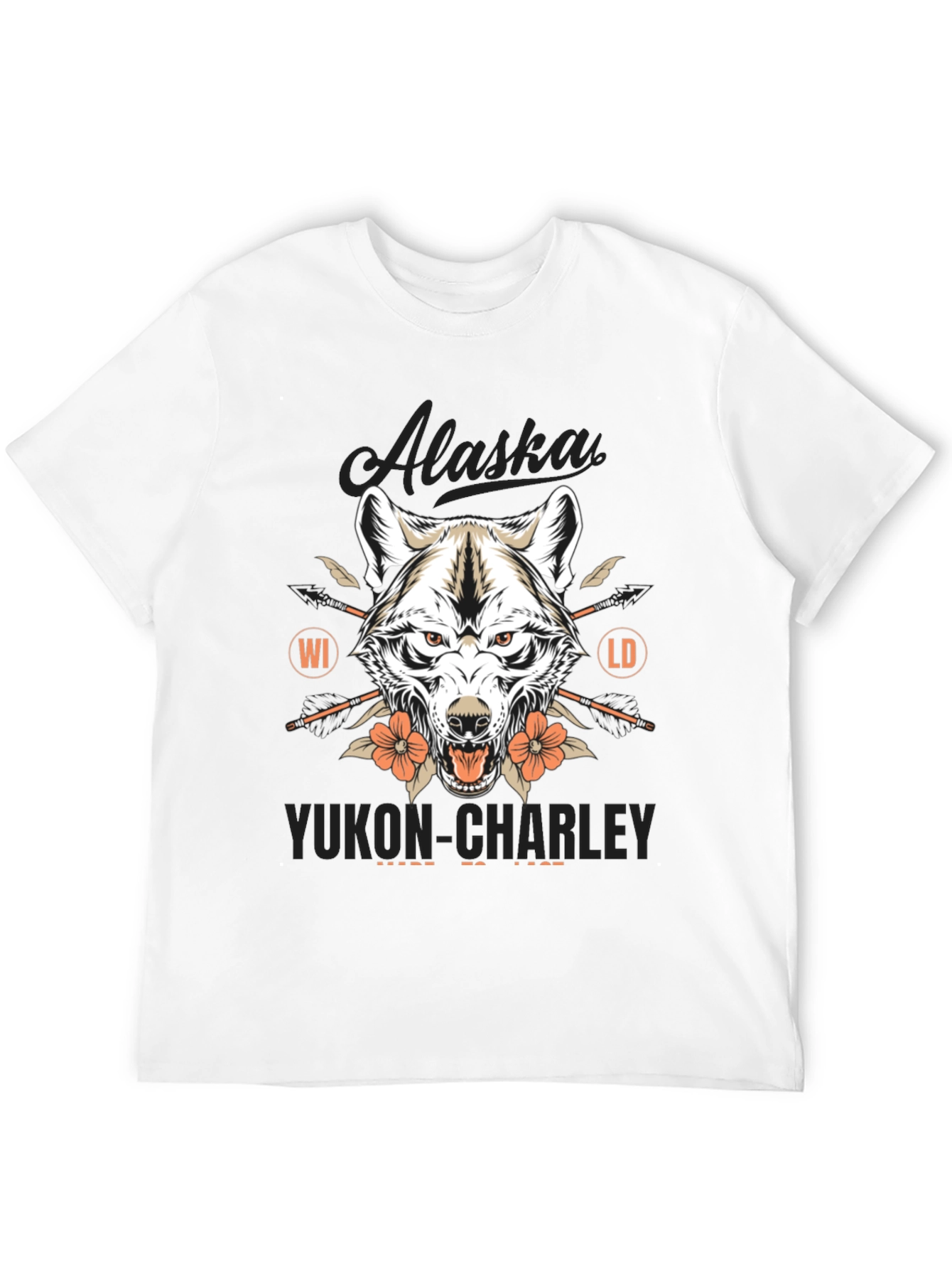 Black Alaska Yukon Charley Wolf Graphic T-Shirt view 12