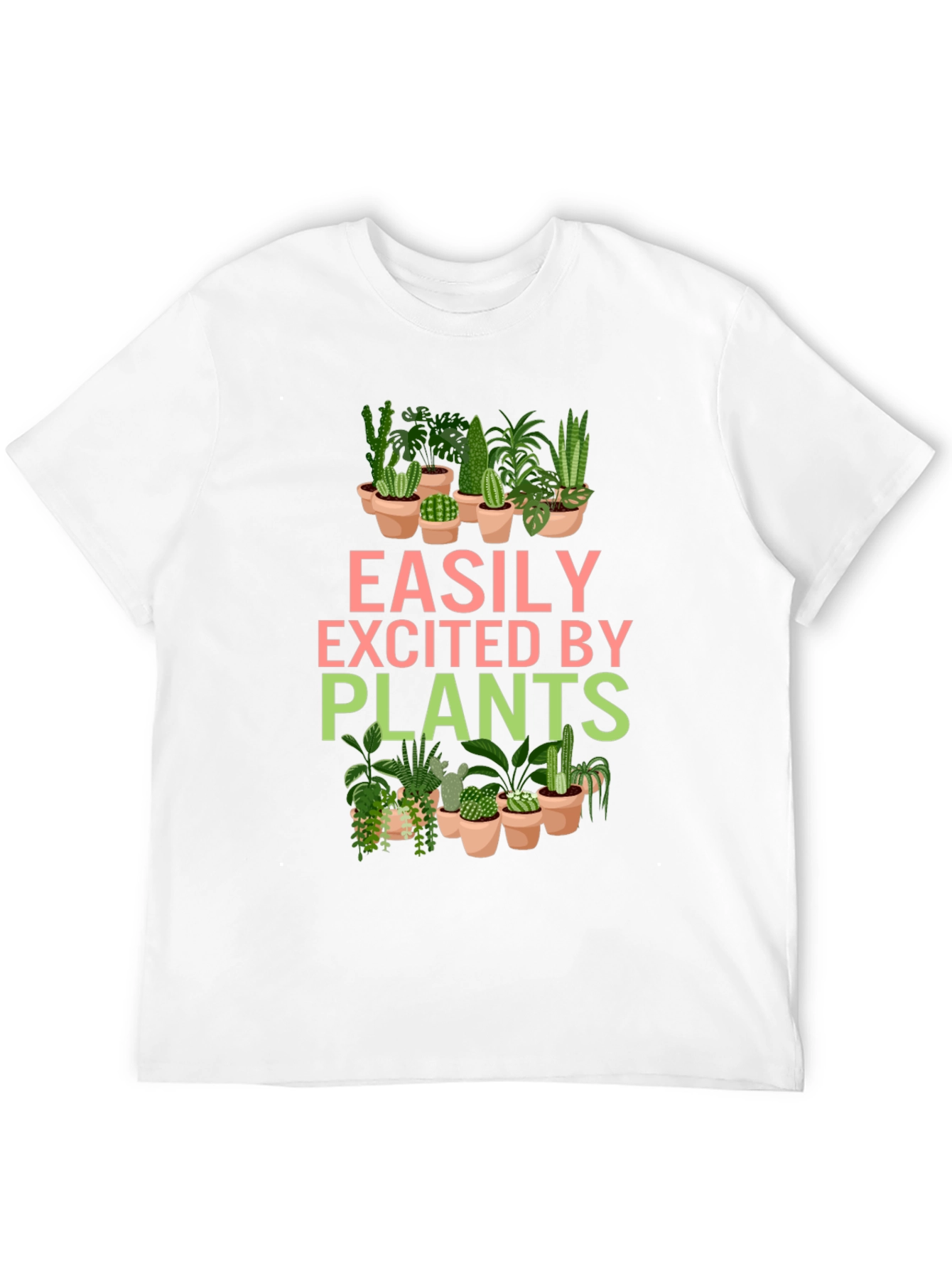 Black Easily Excited By Plants Graphic T-Shirt view 12