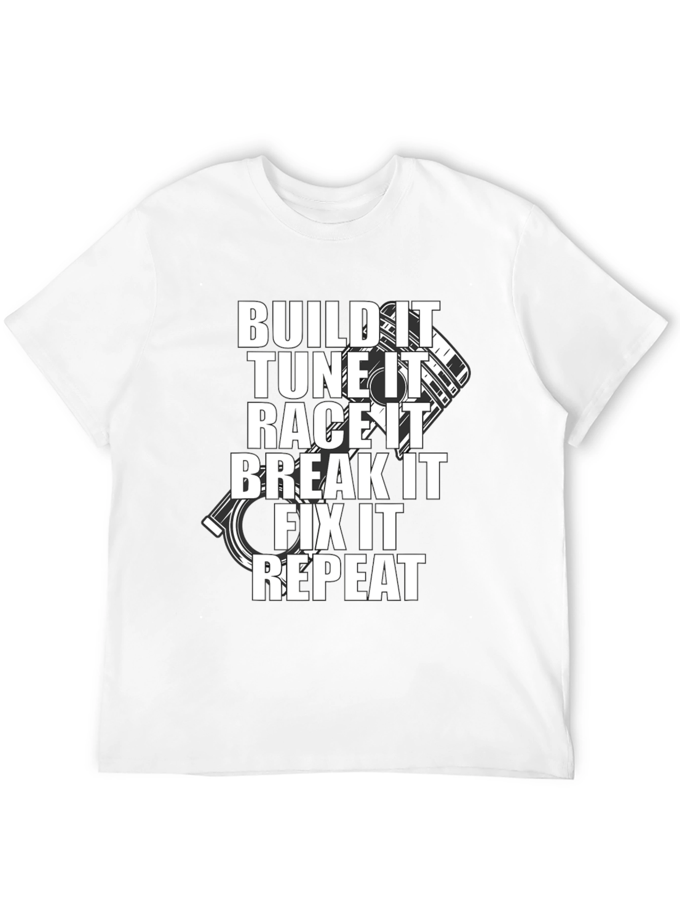 Black Build It, Tune It, Race It, Repeat Black T-Shirt view 12