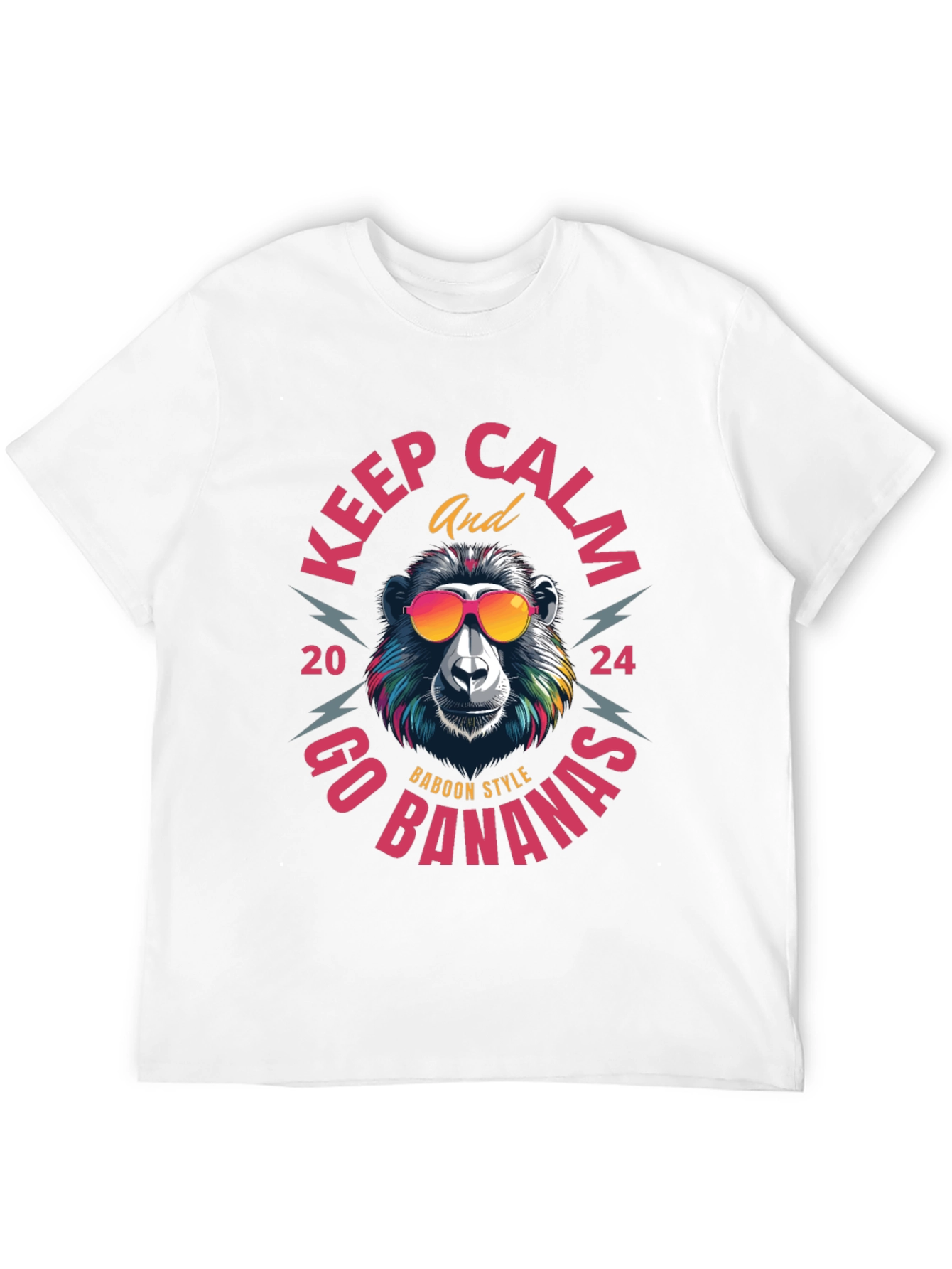 Black Keep Calm Baboon Style T-Shirt view 12