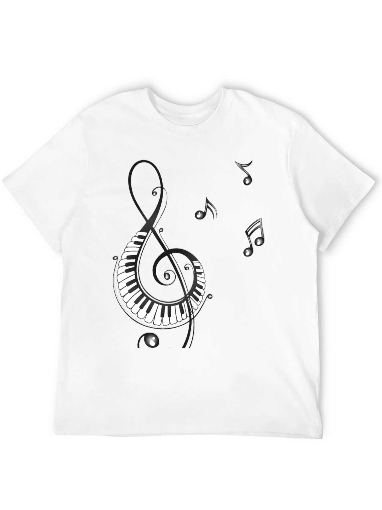 Black Musical Notes Piano Treble Clef Graphic T-Shirt view 12