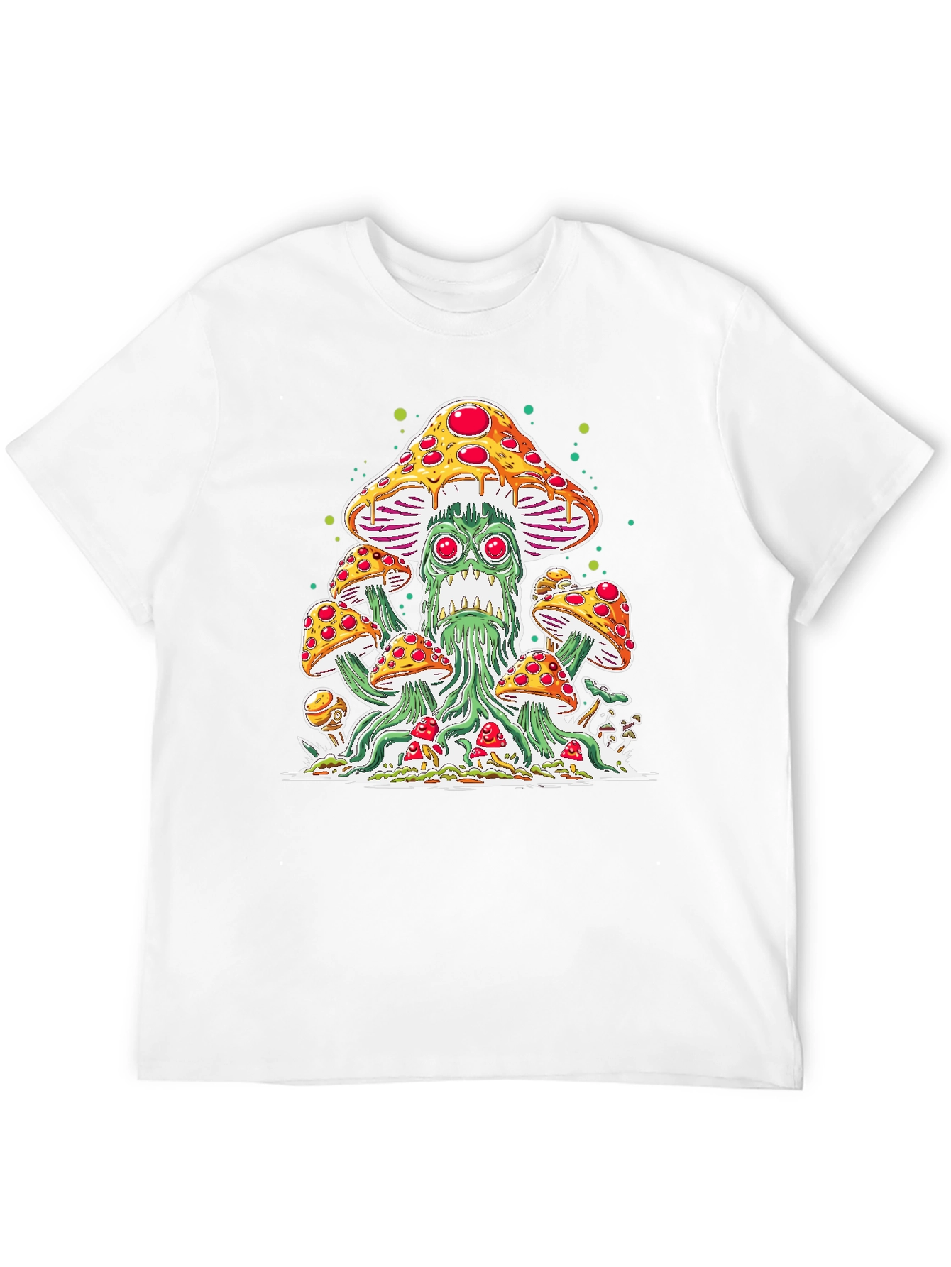 Black Pizza Mushroom Graphic Tee - Funky Unisex T-Shirt view 12