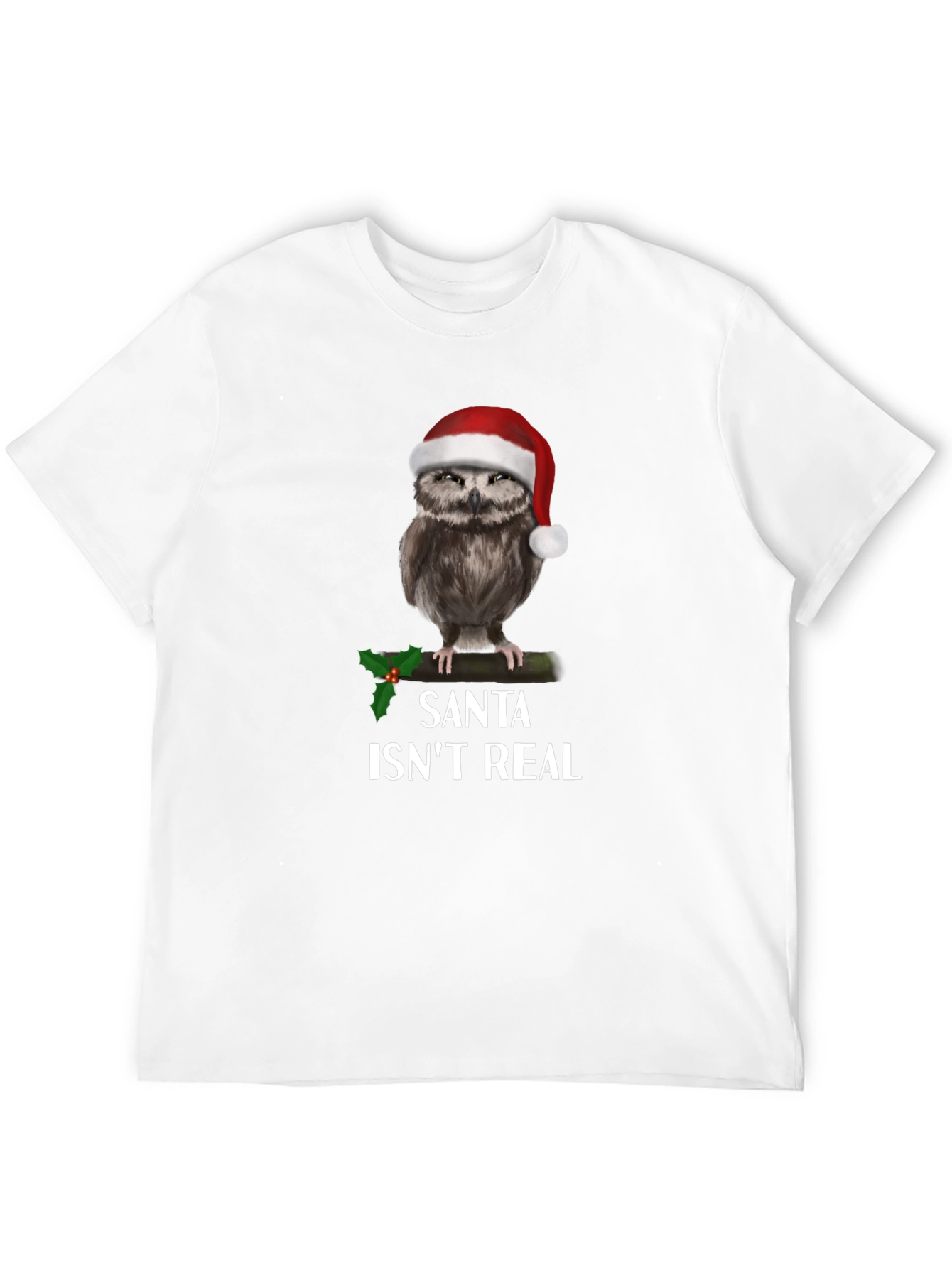 Black Santa Isn't Real Owl Christmas T-Shirt view 12