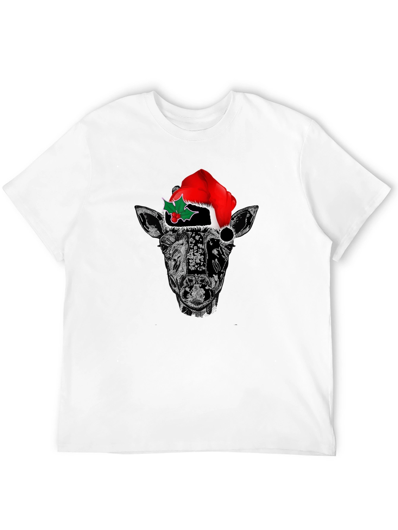 Black Giraffe Christmas T-Shirt - Holiday Festive Tee view 12