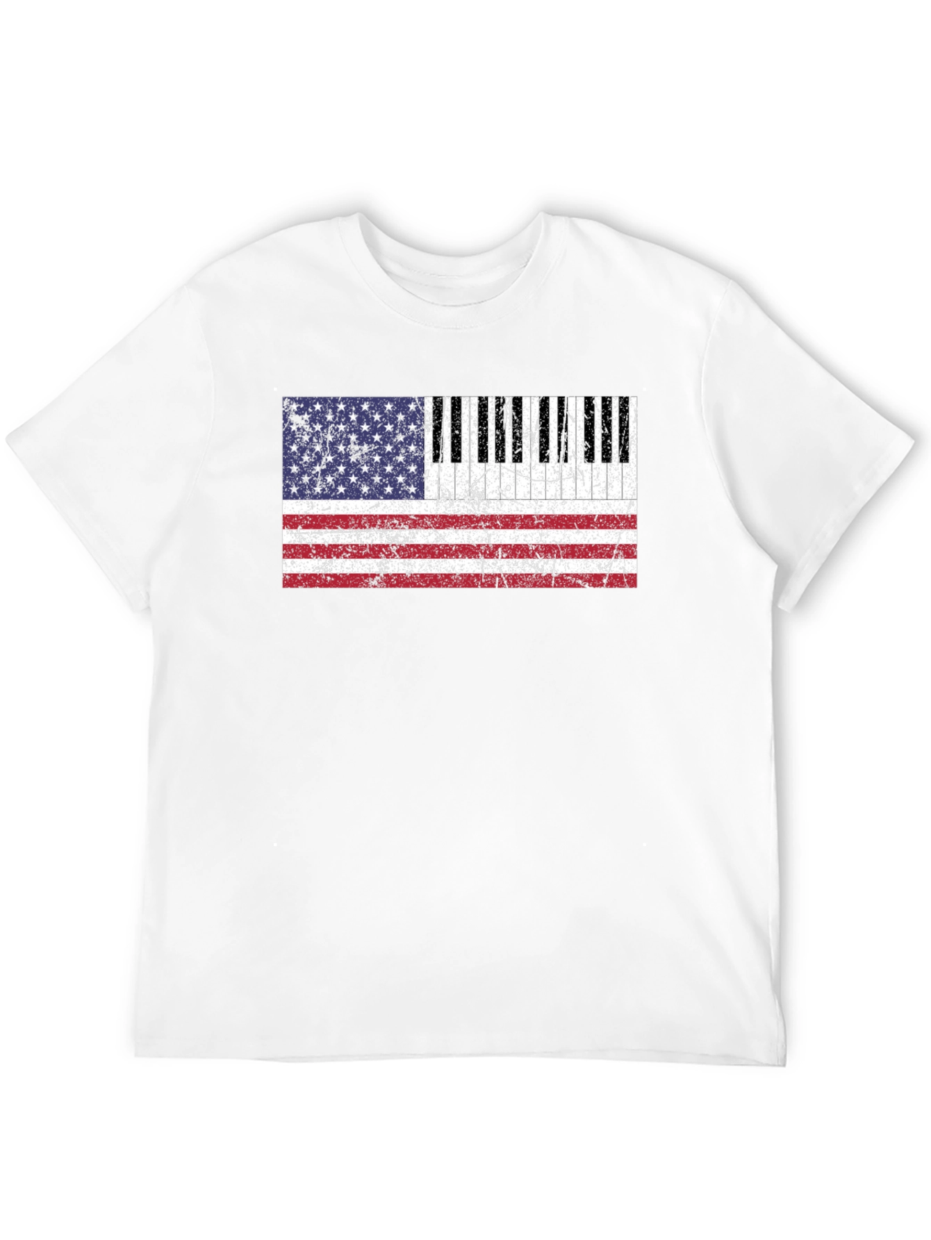 Black Piano Keys American Flag Graphic T-Shirt view 12