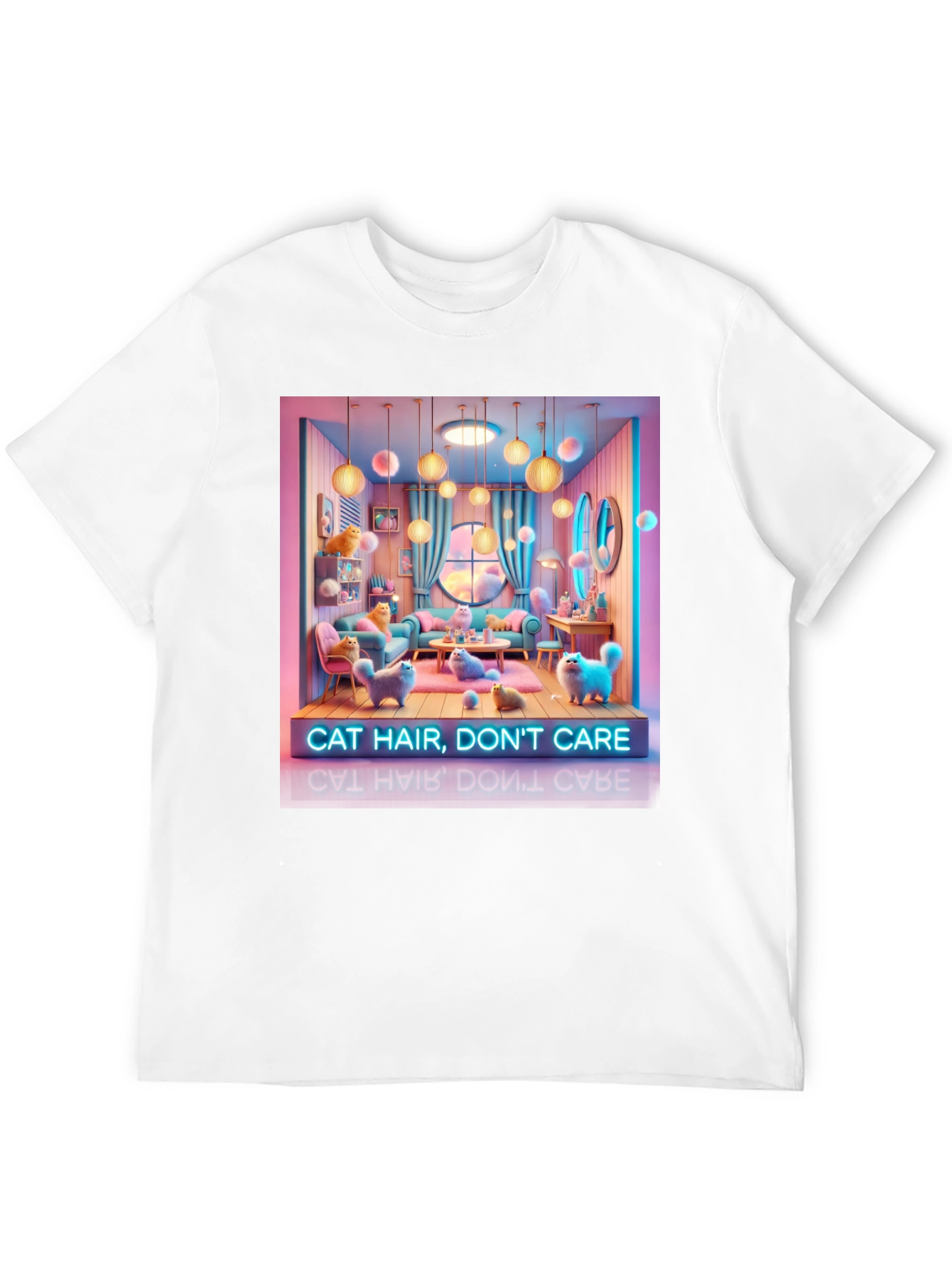 Black Cat Hair Don't Care Graphic Tee - Unisex view 12