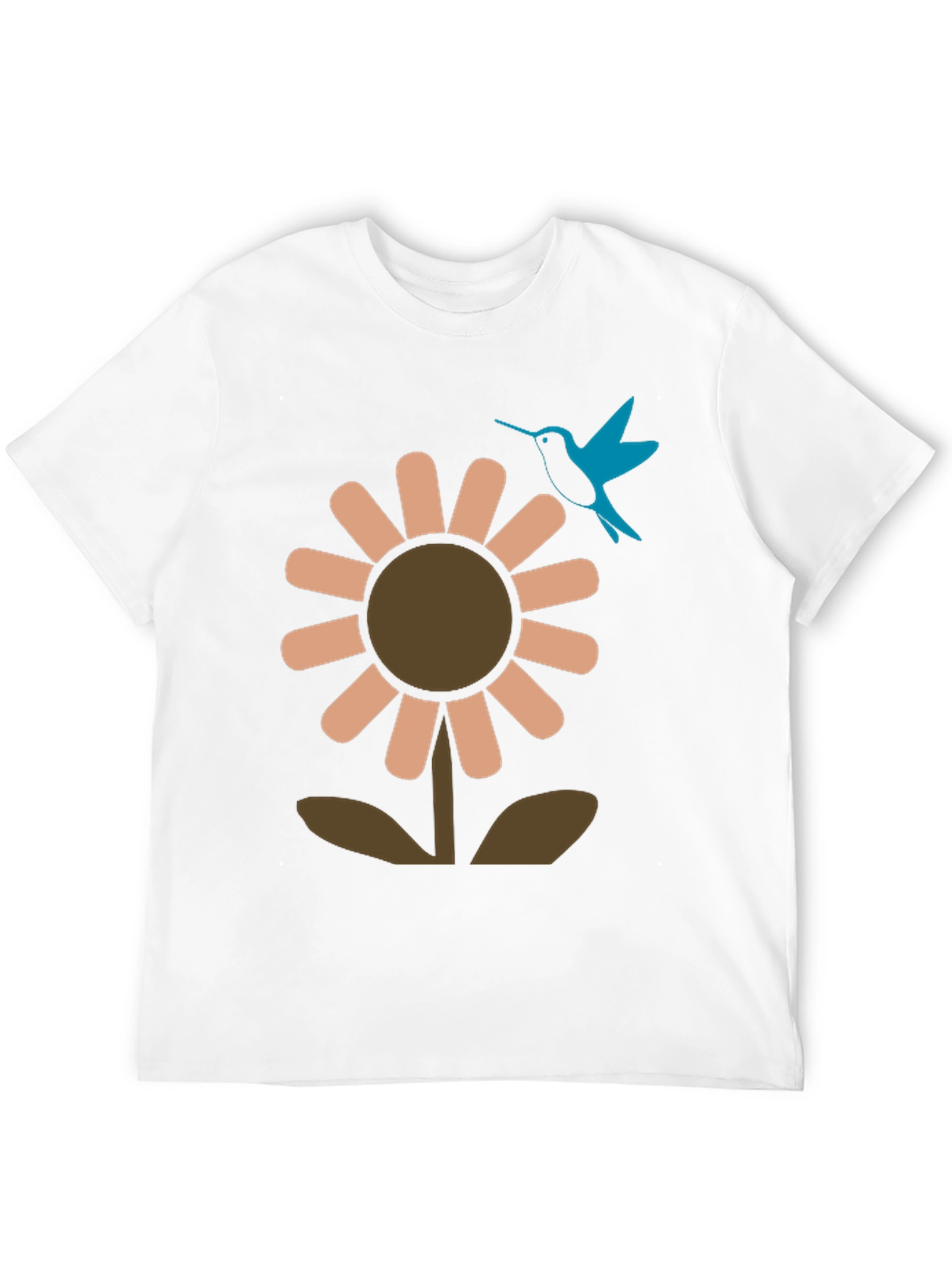 Black Black Graphic Tee: Flower & Hummingbird Design view 12
