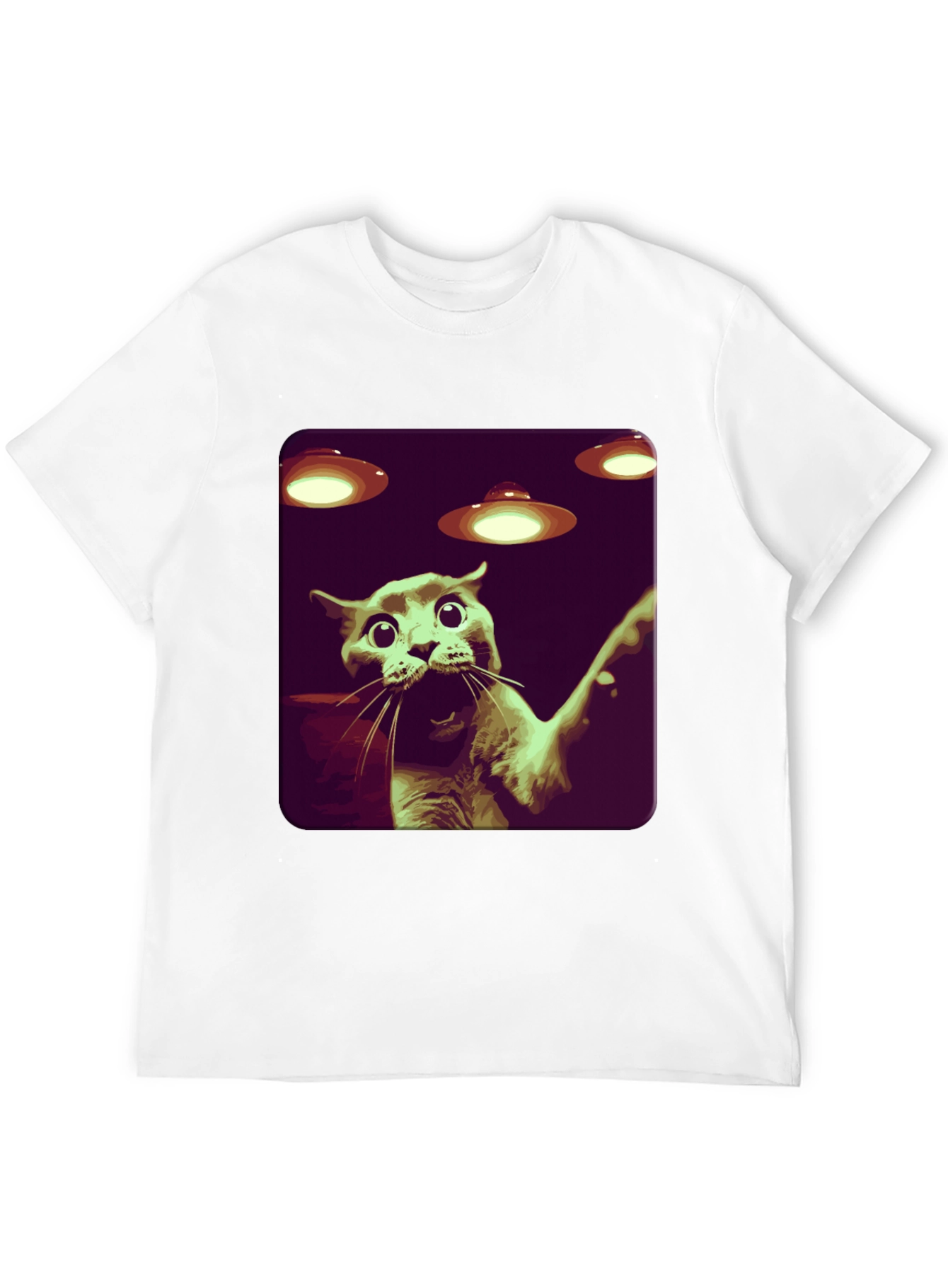 Black Alien Cat Abduction Graphic Tee - Black view 12