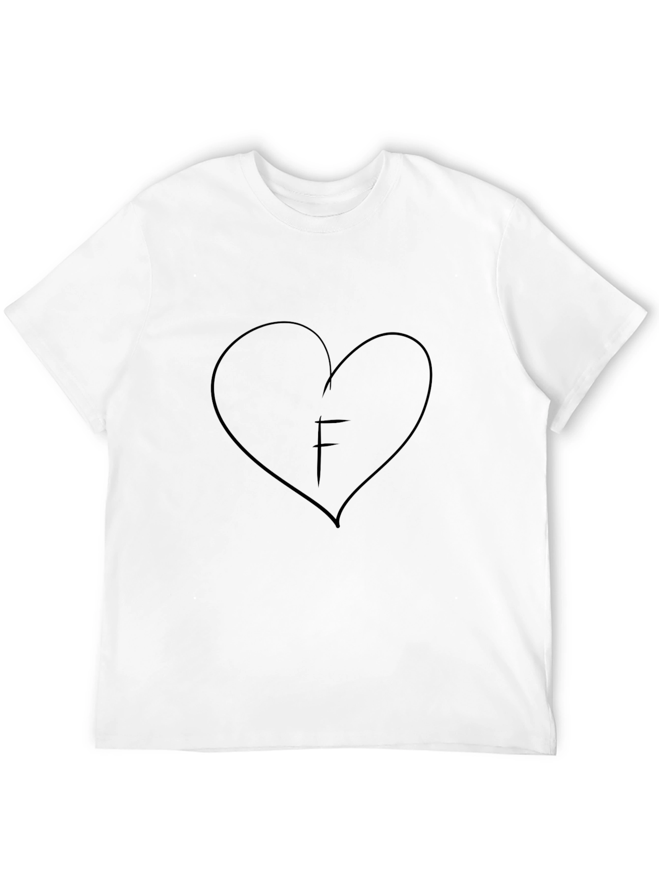 Black Heart Initial F Black Graphic Tee view 12