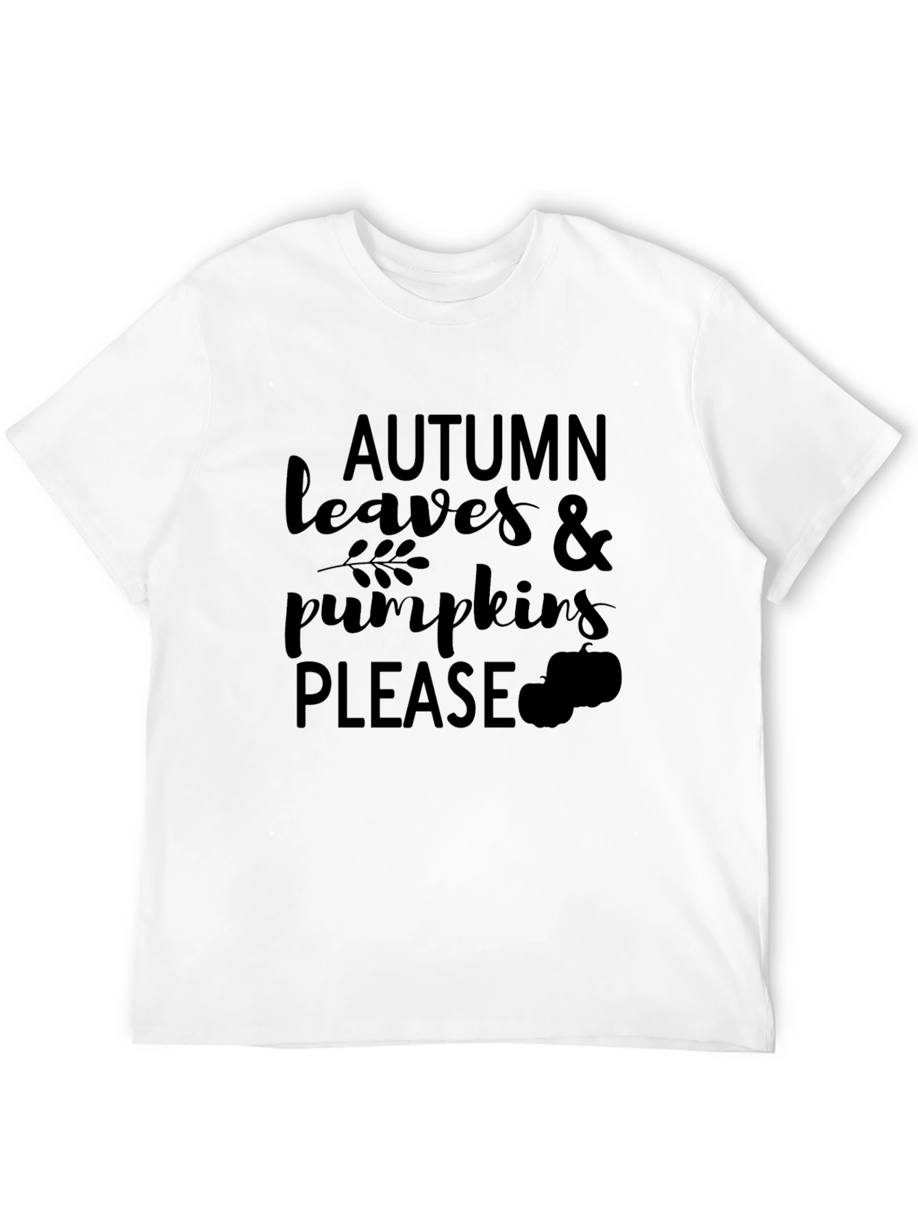 Black Autumn Leaves & Pumpkins Please Black T-Shirt view 12