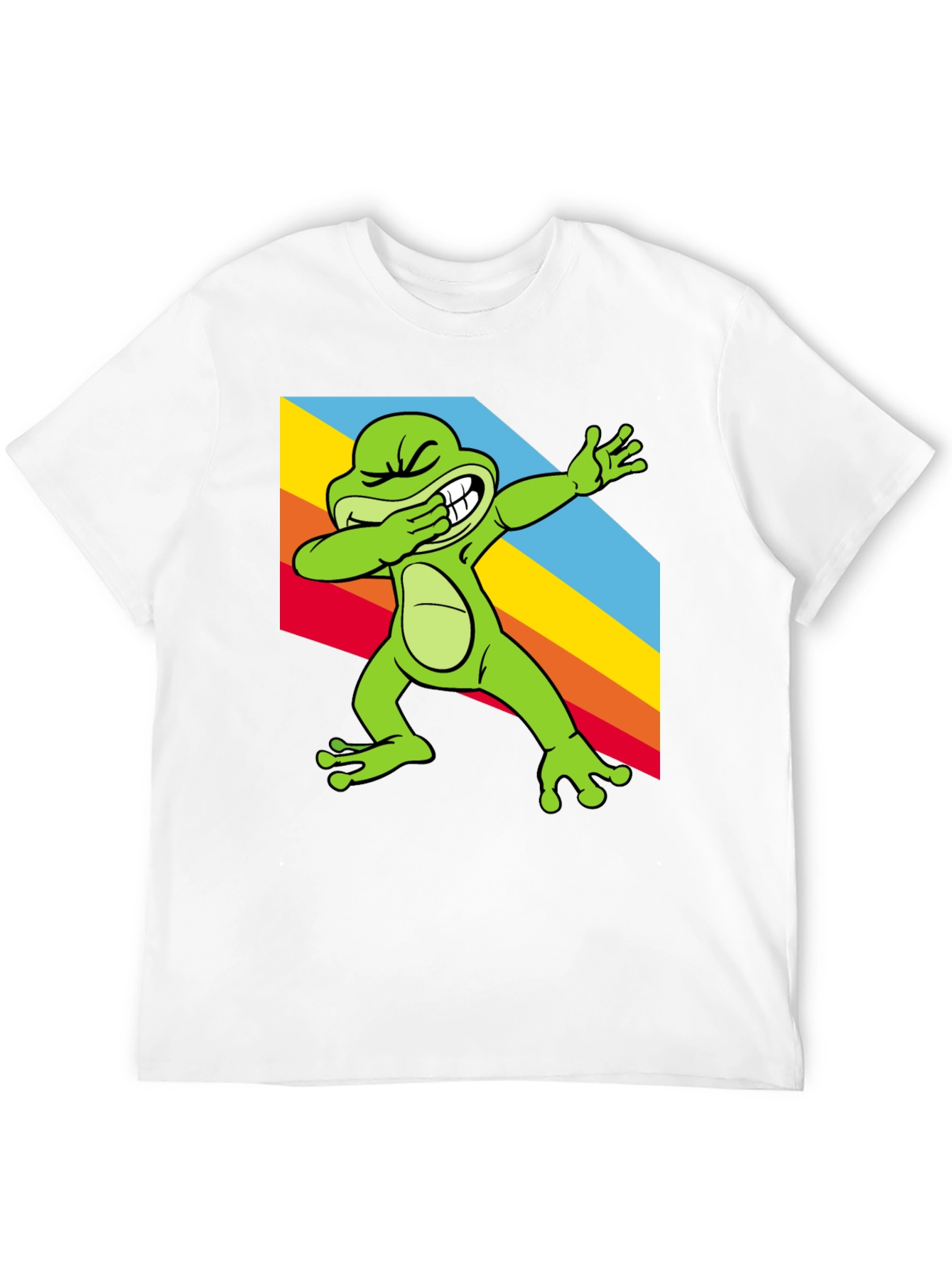 Black Dabbing Frog Tee - Rainbow Dab Cool Graphic T-Shirt view 12