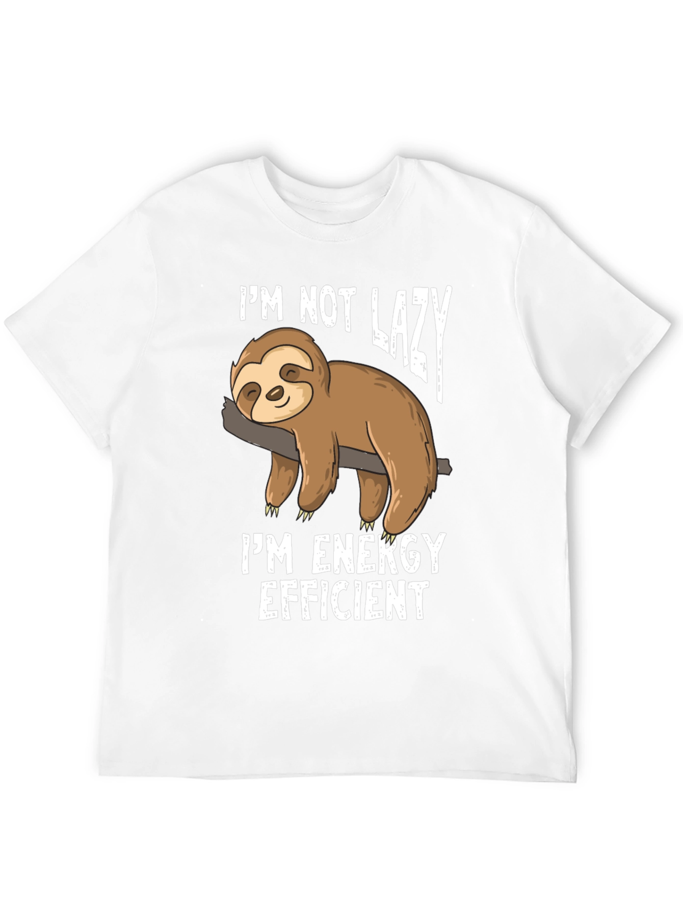 Black Funny Sloth Energy Efficient Graphic T-Shirt view 12