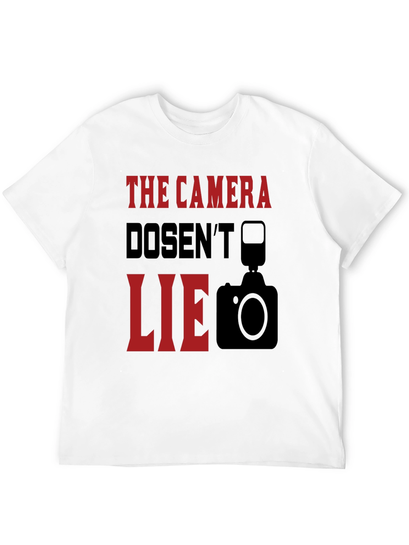 Black The Camera Doesn't Lie Graphic T-Shirt view 12