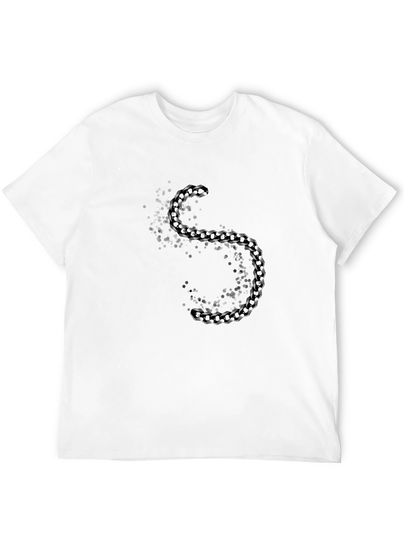 Black Stylish Black T-Shirt with Silver Chain Design view 12