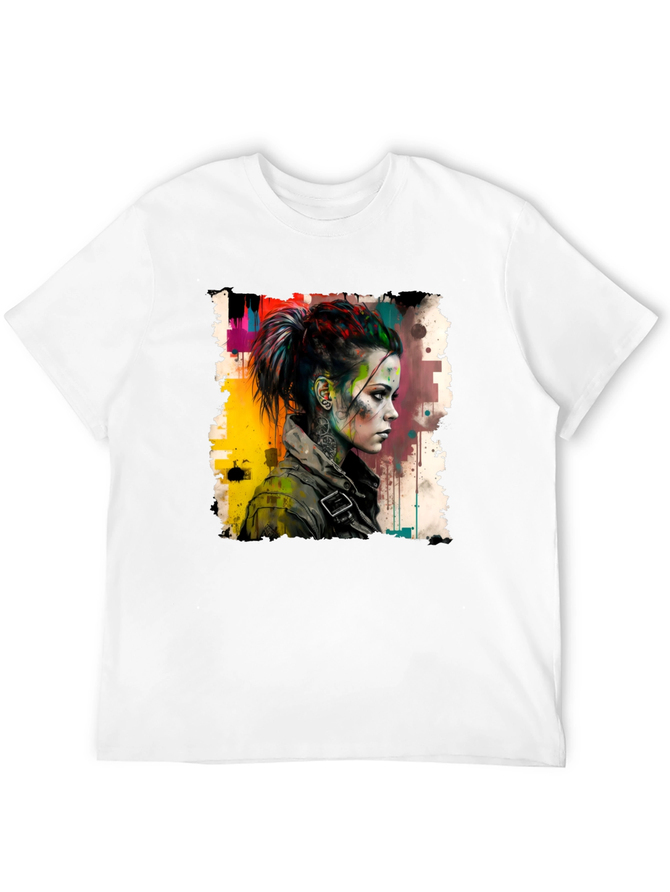 Black Edgy Watercolor Woman Graphic Tee view 12