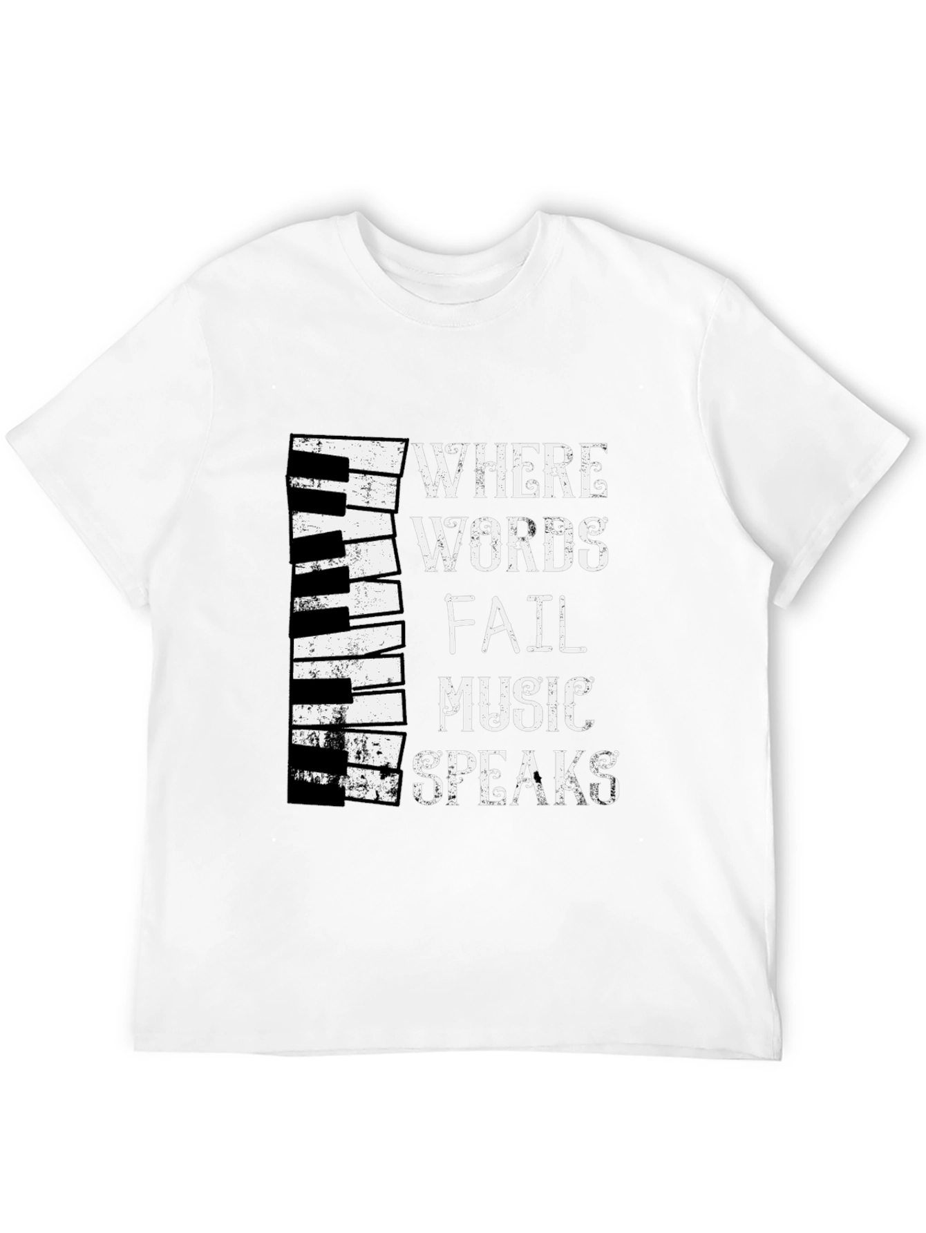 Black Music Speaks T-Shirt - Piano Keyboard Design view 12