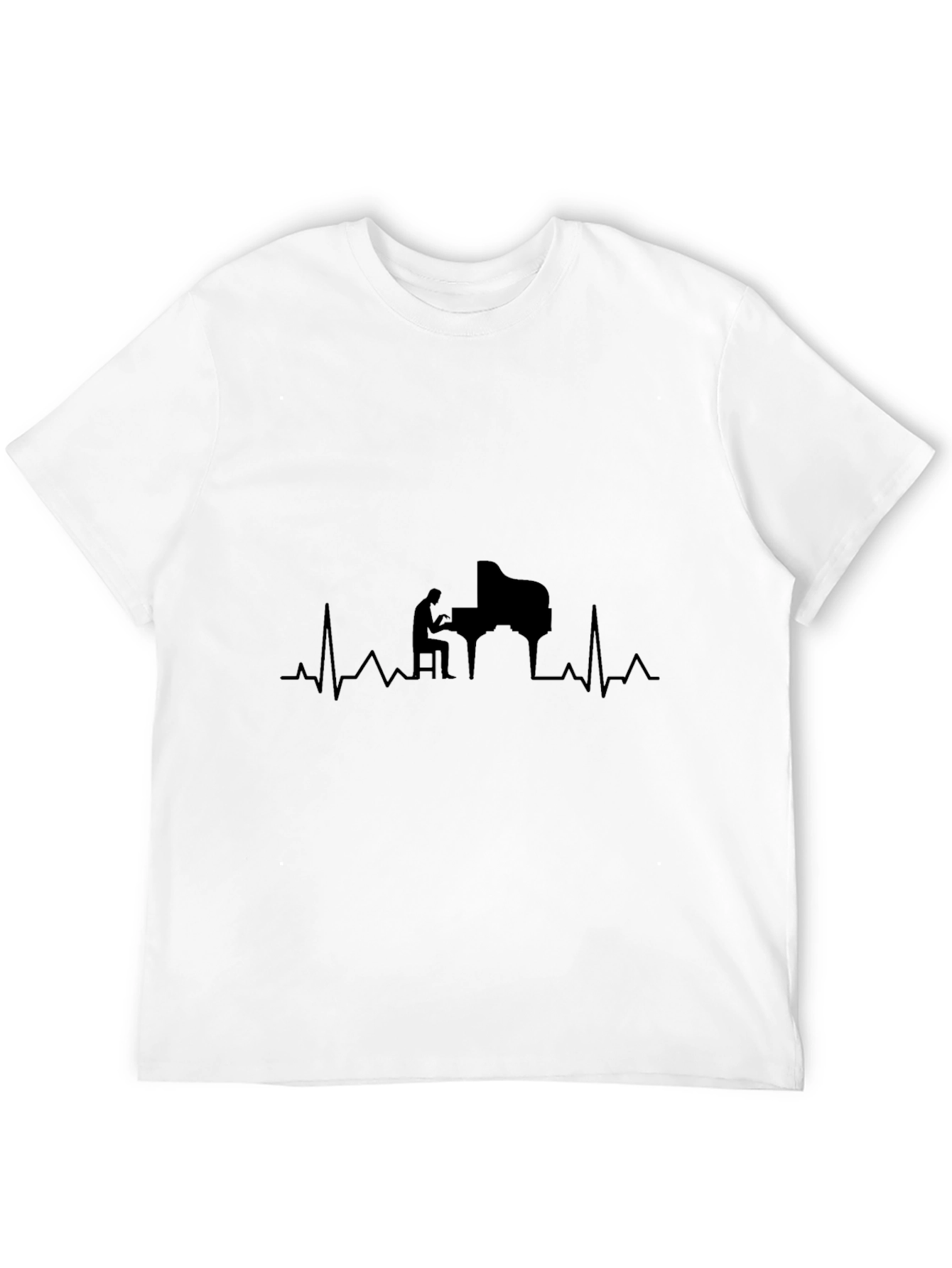 Black Piano Heartbeat T-Shirt - Music Lover's Tee view 12
