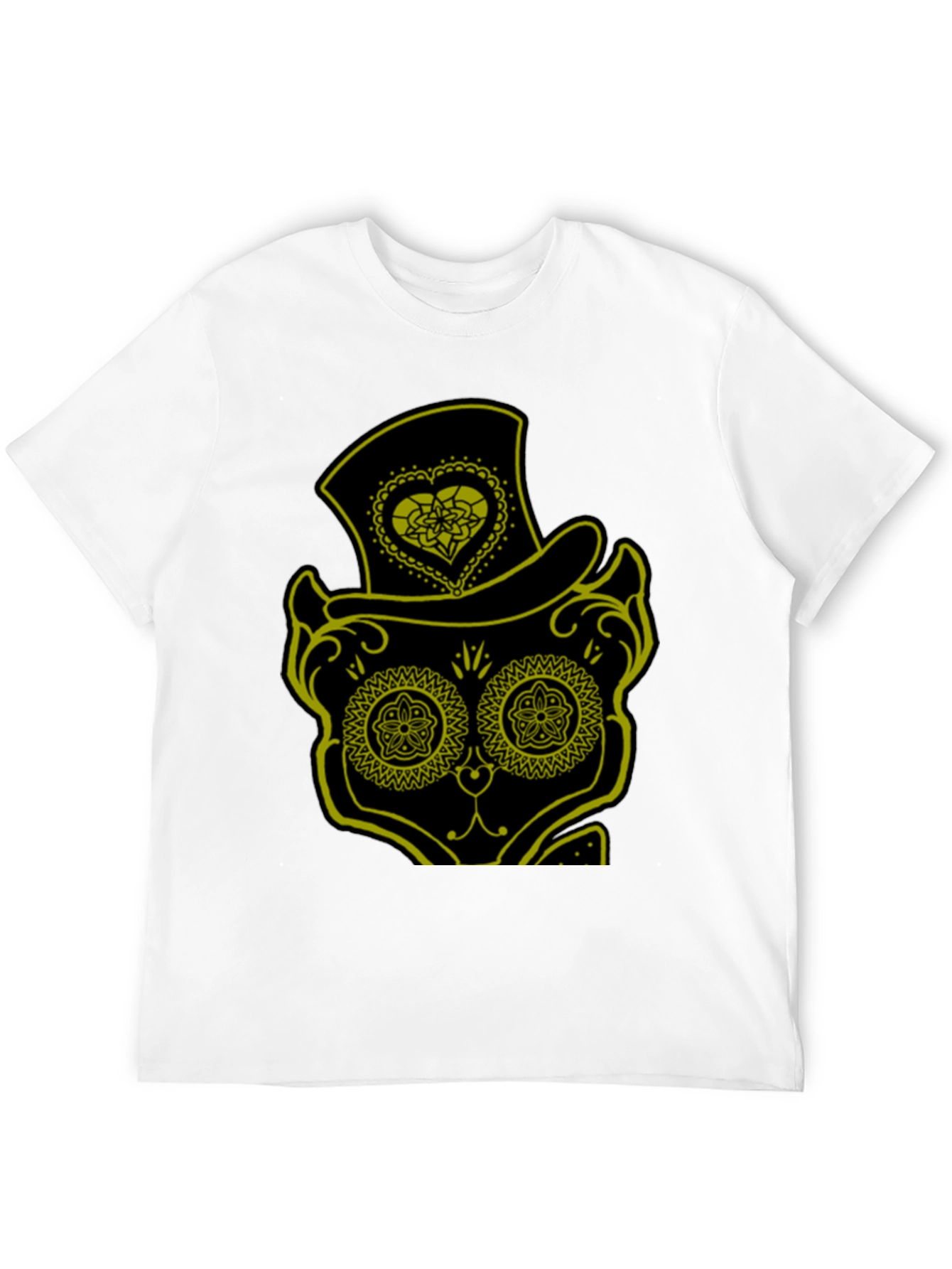 Black Sugar Skull Cat Tee - Men's Black T-Shirt view 12