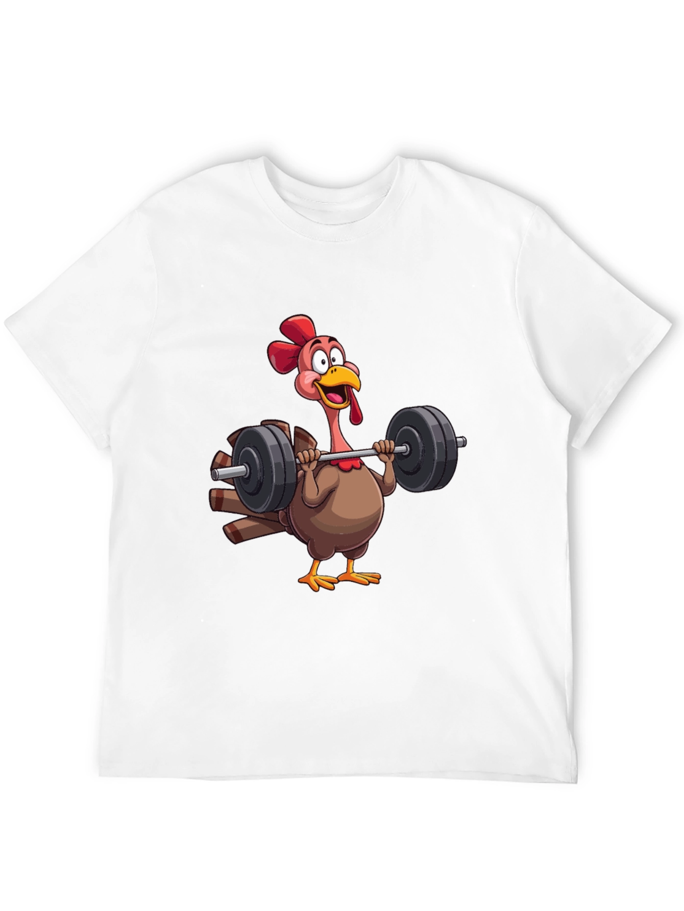 Black Funny Turkey Lifting Weights Black T-Shirt view 12