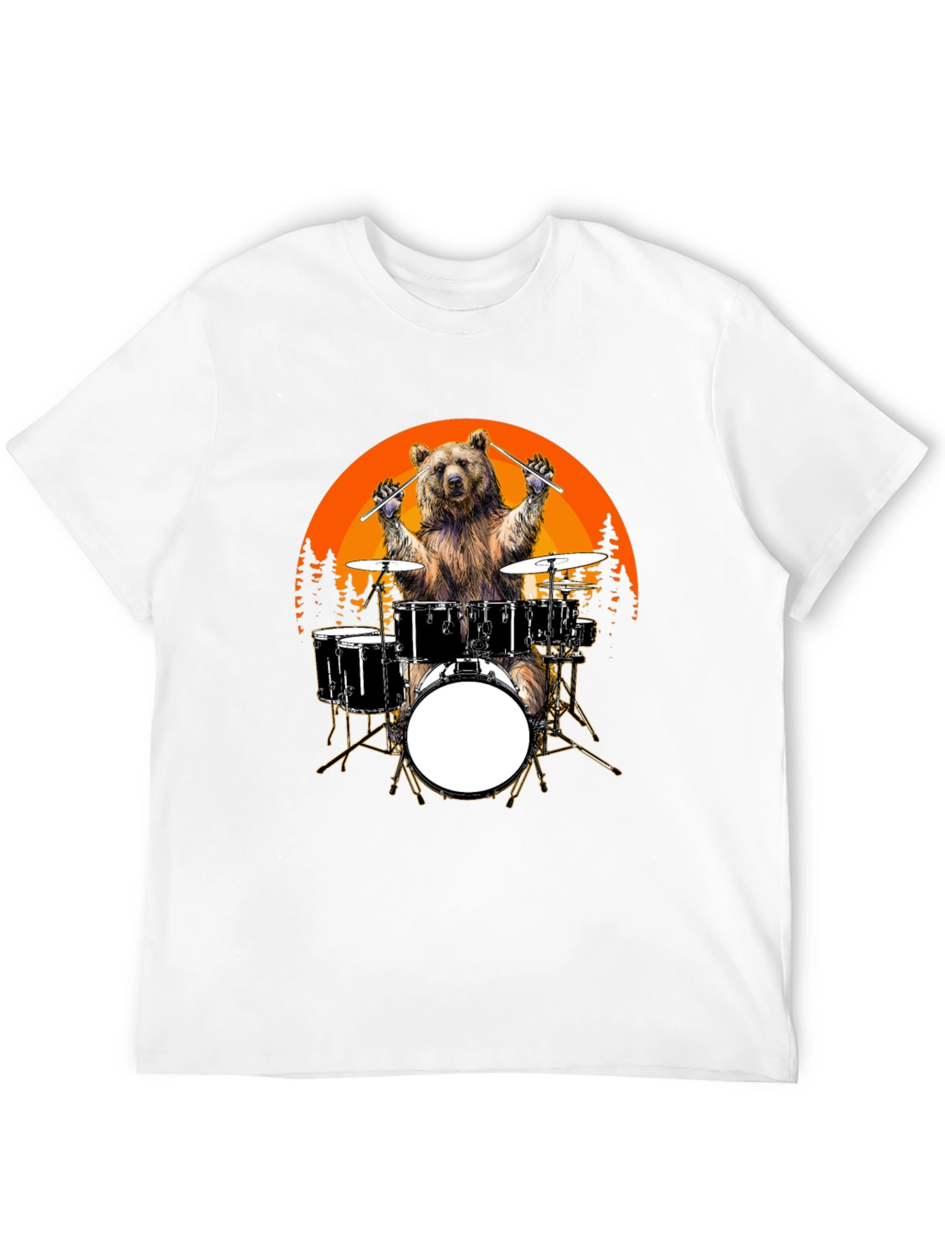 Black Bear Drummer T-Shirt - Sunset Design, Unique Graphic Tee view 12