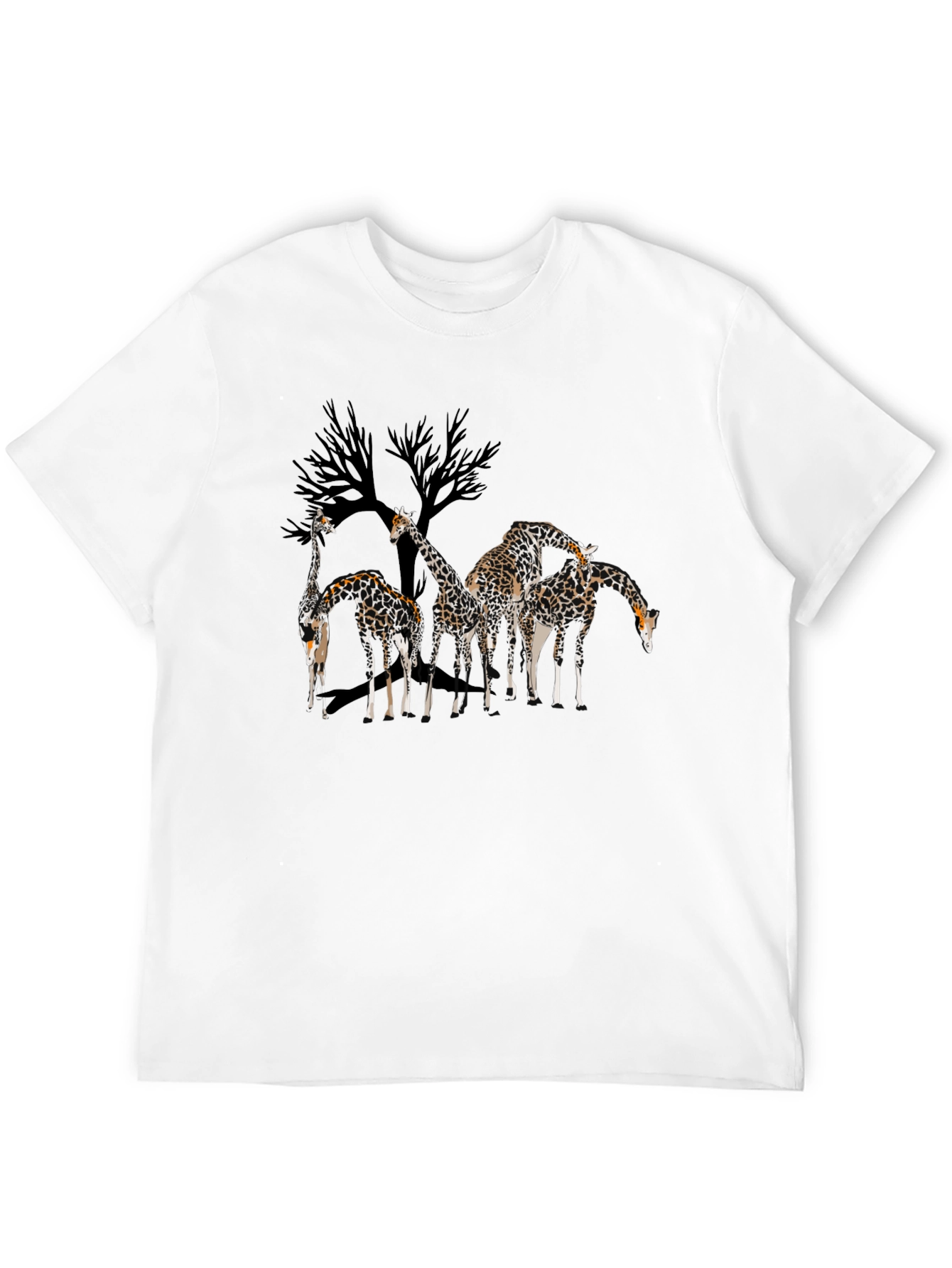Black Giraffe Family Graphic Tee - Men's Black T-Shirt view 12
