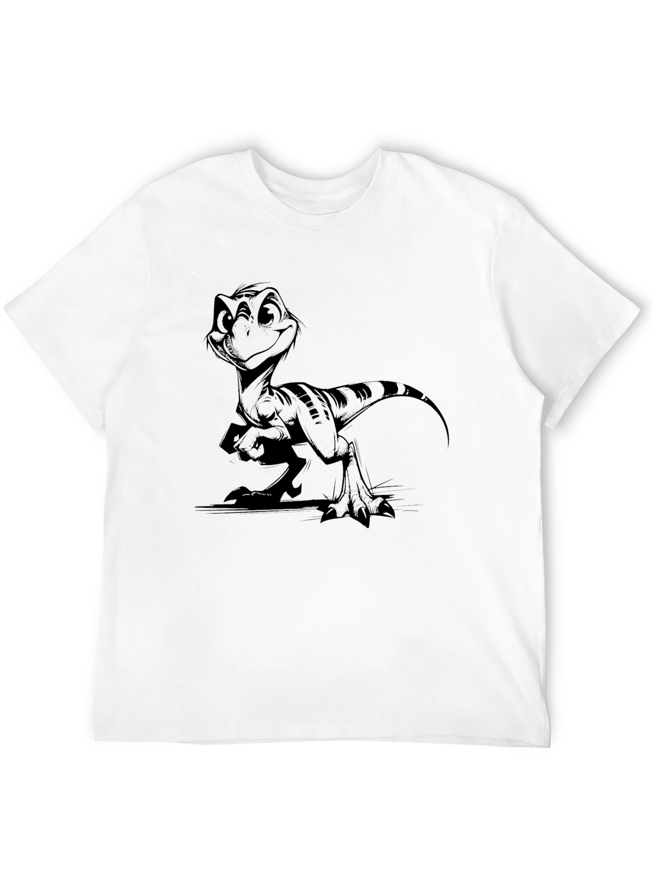 Black Cartoon Dinosaur Black T-Shirt view 12