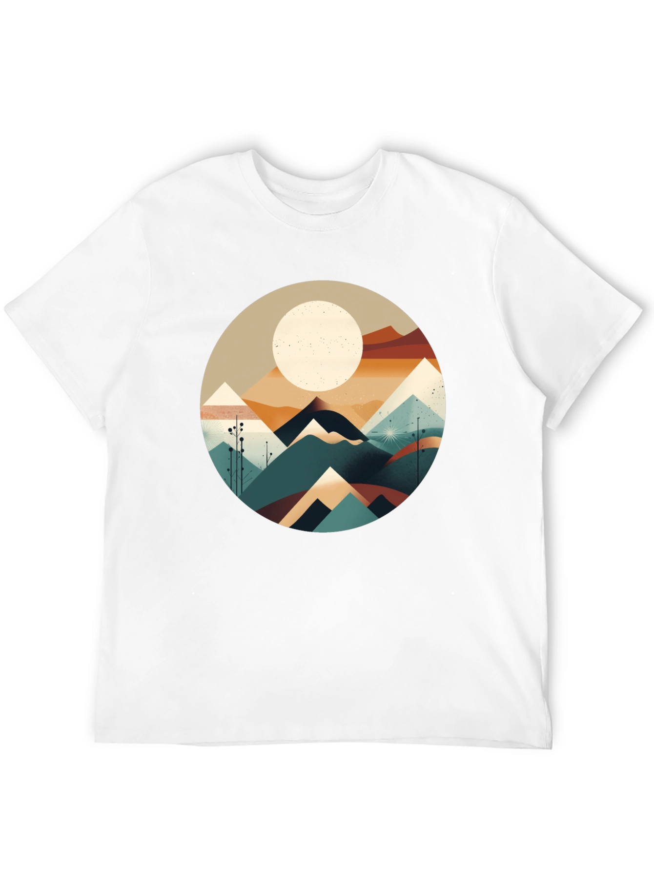 Black Geometric Mountain & Moon Graphic Tee - Black view 12