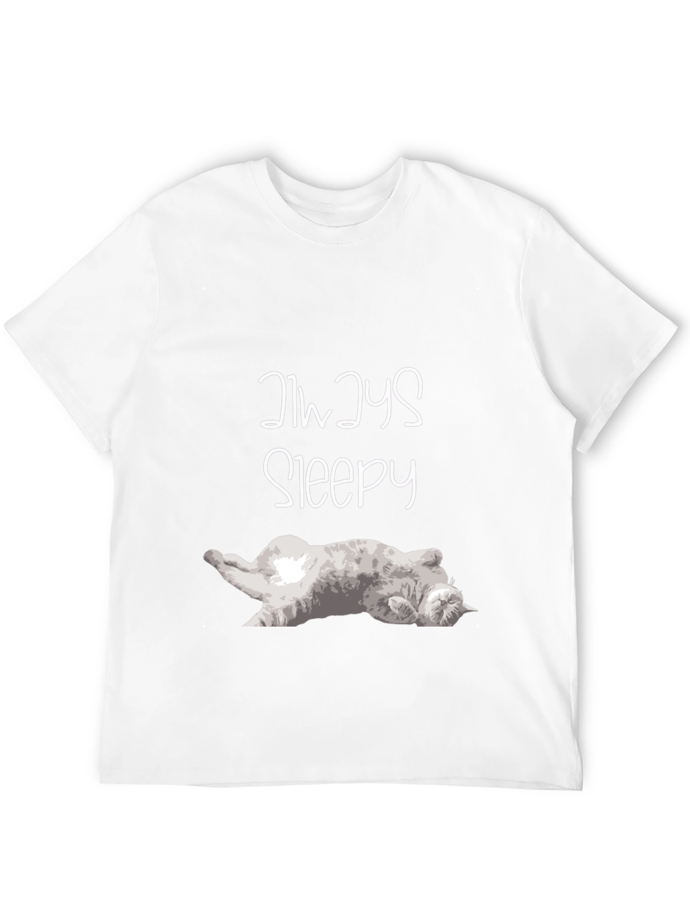 Black Always Sleepy Cat T-Shirt - Men's Black Tee view 12