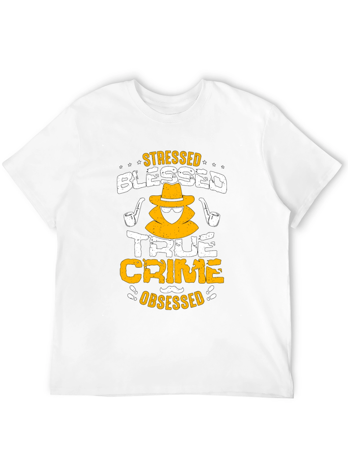 Black Stressed Blessed True Crime Obsessed T-Shirt view 12