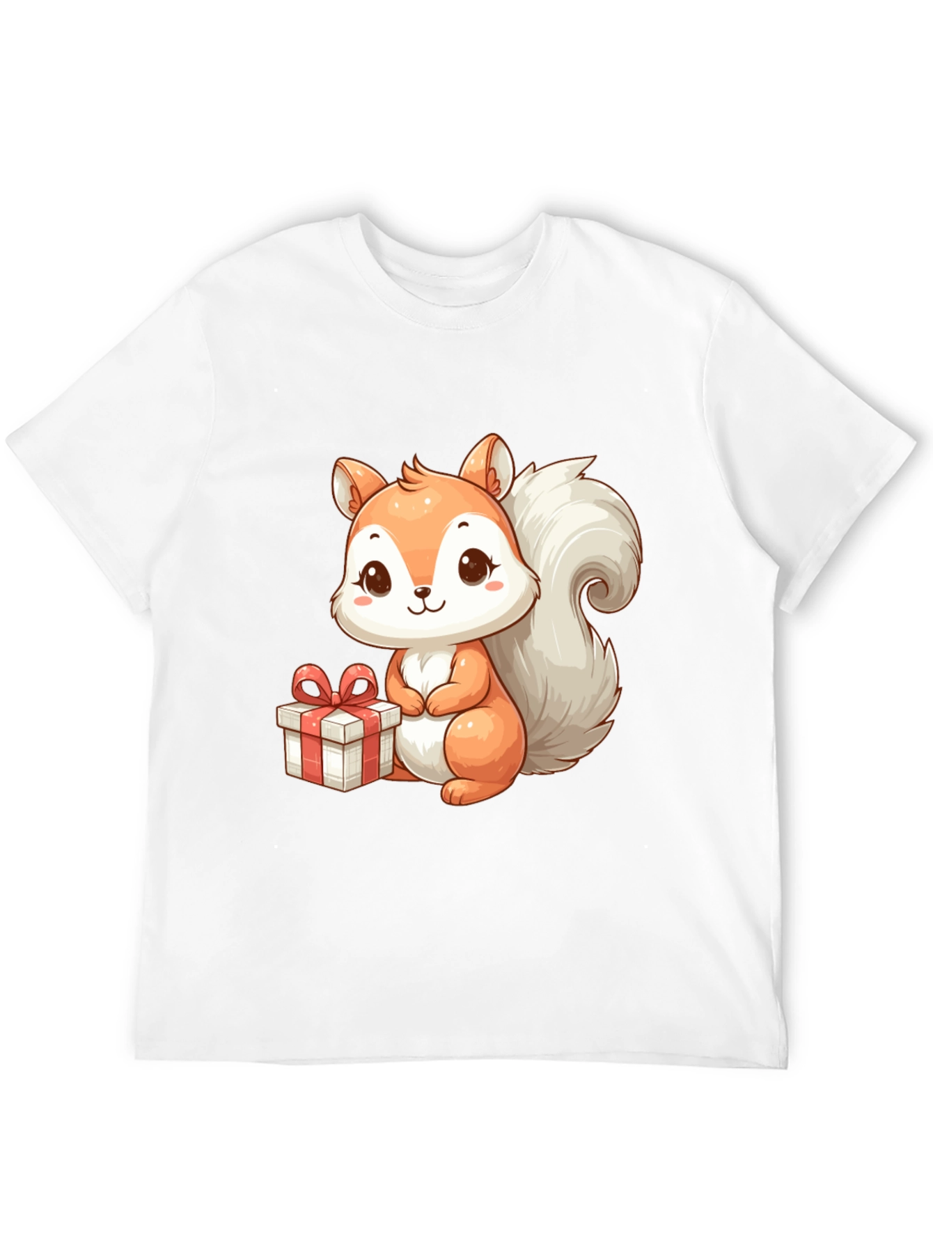 Black Cute Squirrel with Gift - Black T-Shirt view 12