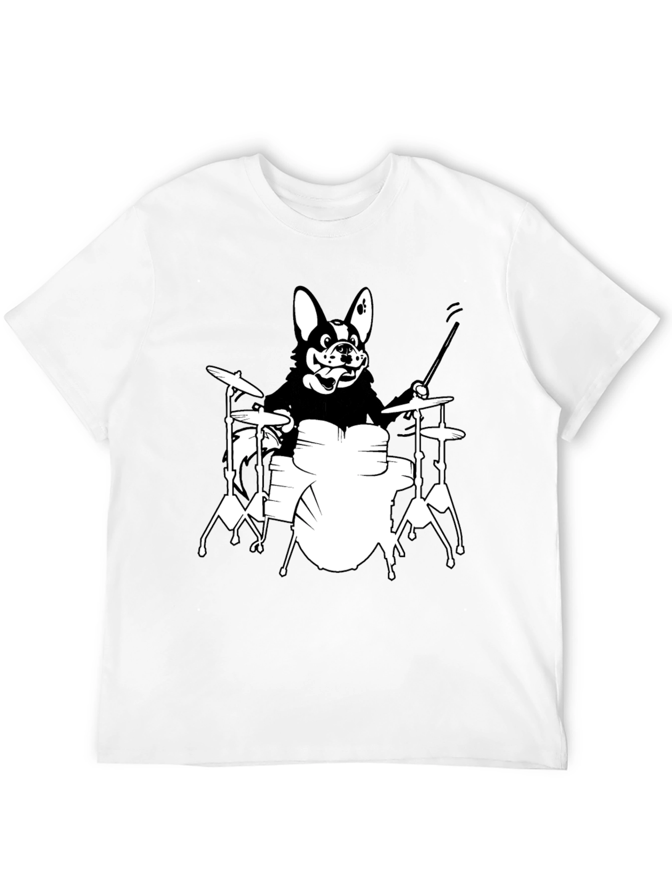 Black Dog Drummer Graphic T-Shirt - Black Unisex Tee view 12