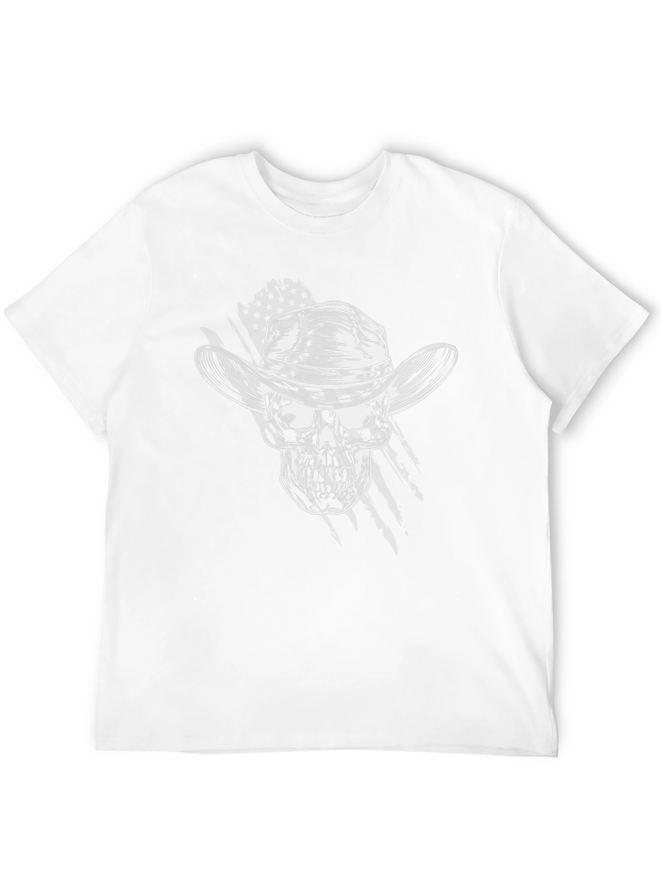 Black Cowboy Skull Graphic Tee - Black Crew Neck T-Shirt view 12