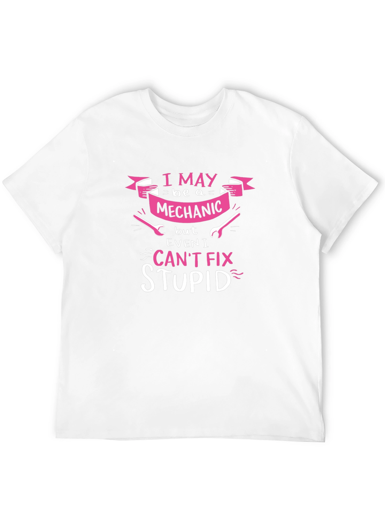Black Mechanic Humor Graphic Tee - I Can't Fix Stupid view 12