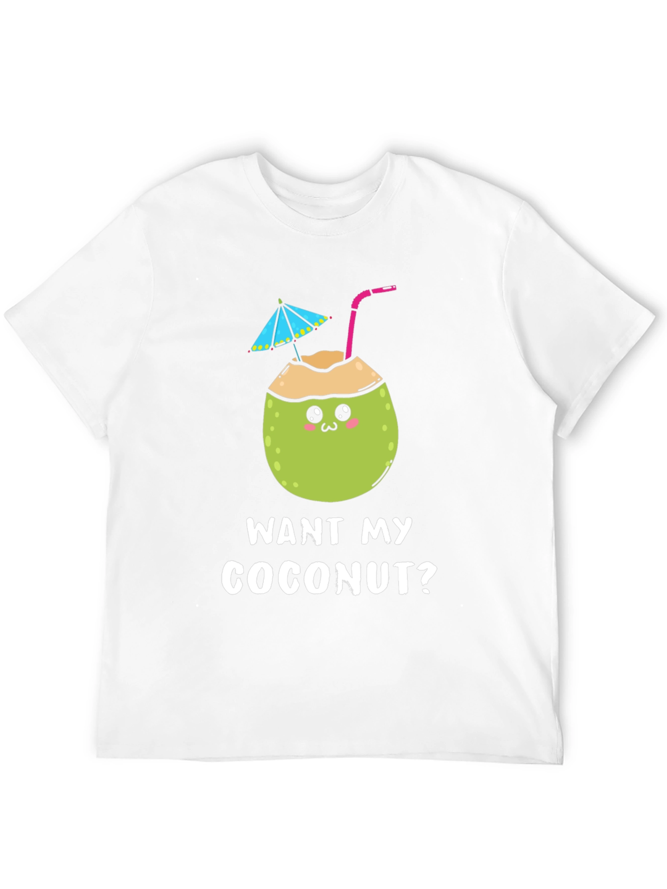 Black Want My Coconut? Novelty Graphic T-Shirt view 12