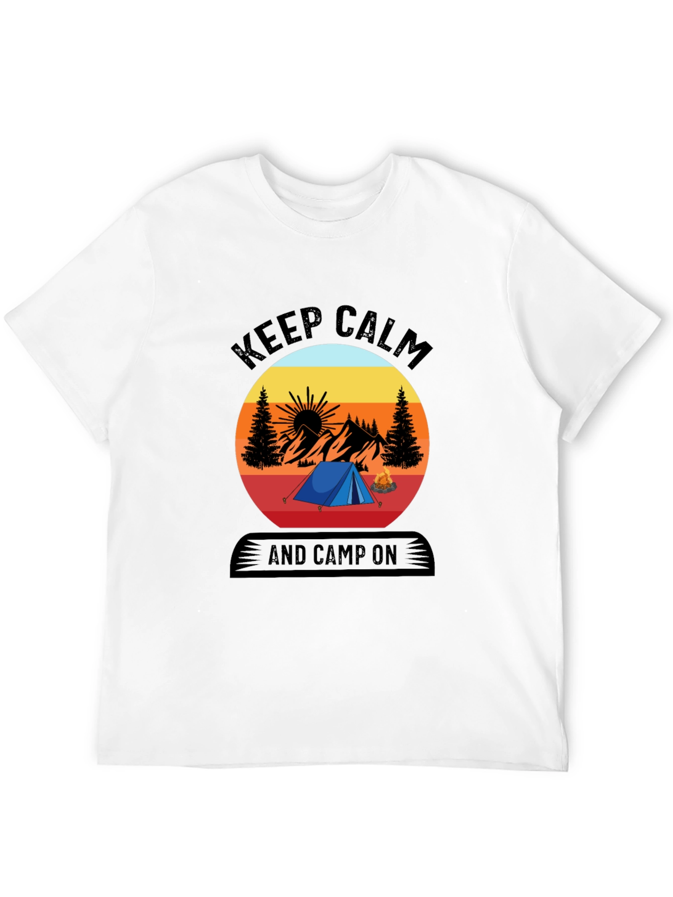 Black Keep Calm and Camp On T-Shirt view 12