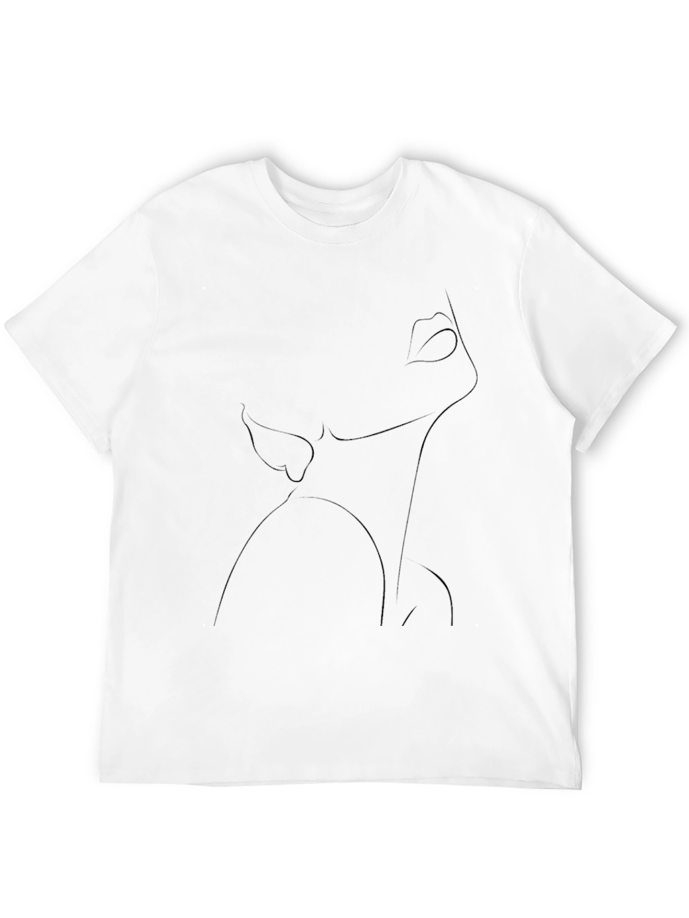 Black Minimalist Line Art Tee - Black Graphic T-Shirt view 12
