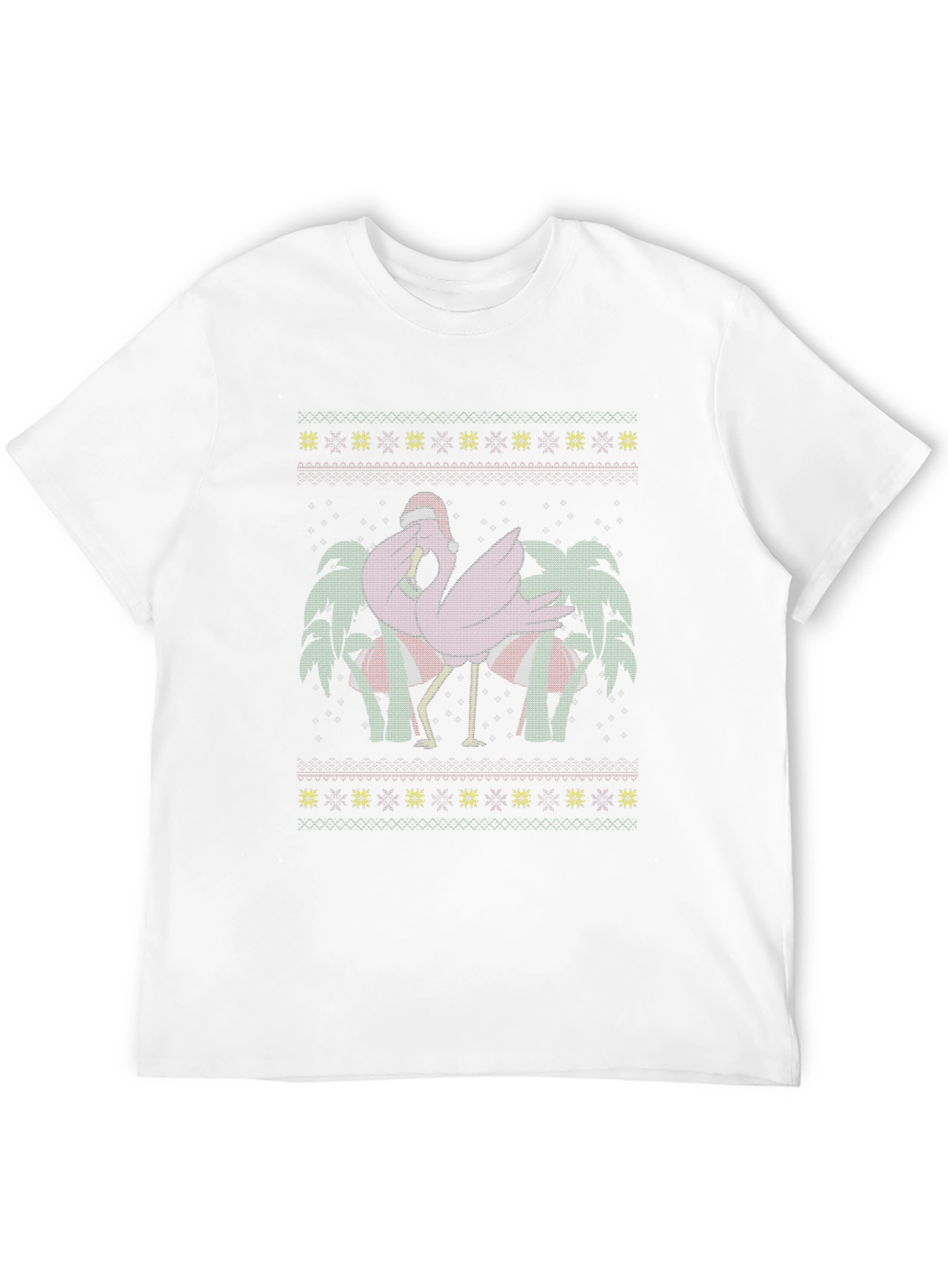 Black Festive Flamingo Christmas T-Shirt view 12