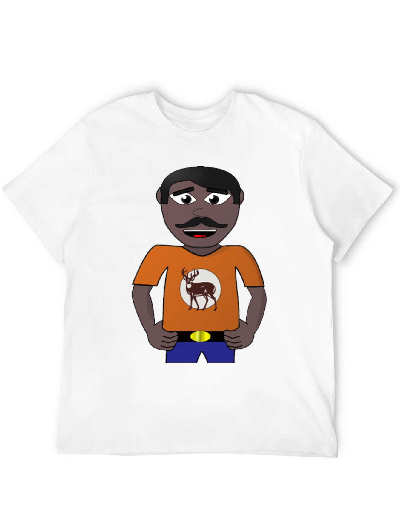 Black Cartoon Man with Deer Graphic T-Shirt view 12