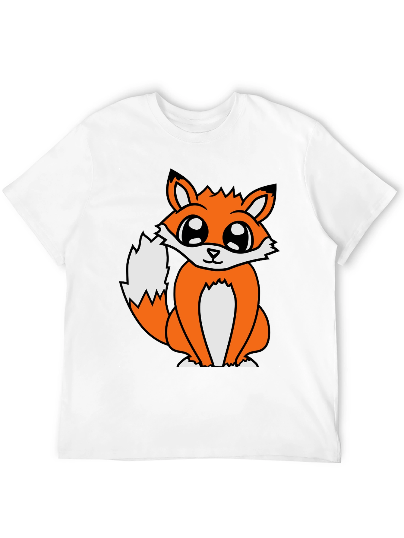 Black Cute Cartoon Fox Graphic T-Shirt - Black view 12