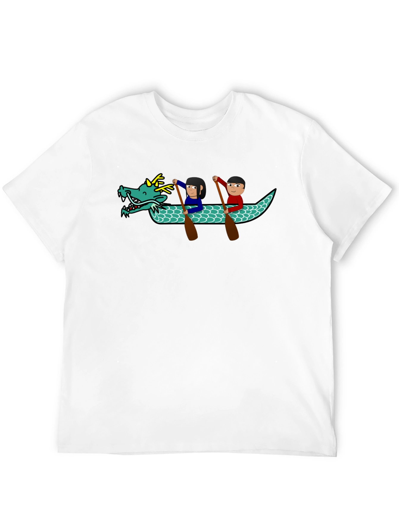 Black Dragon Boat Cartoon Graphic T-Shirt view 12