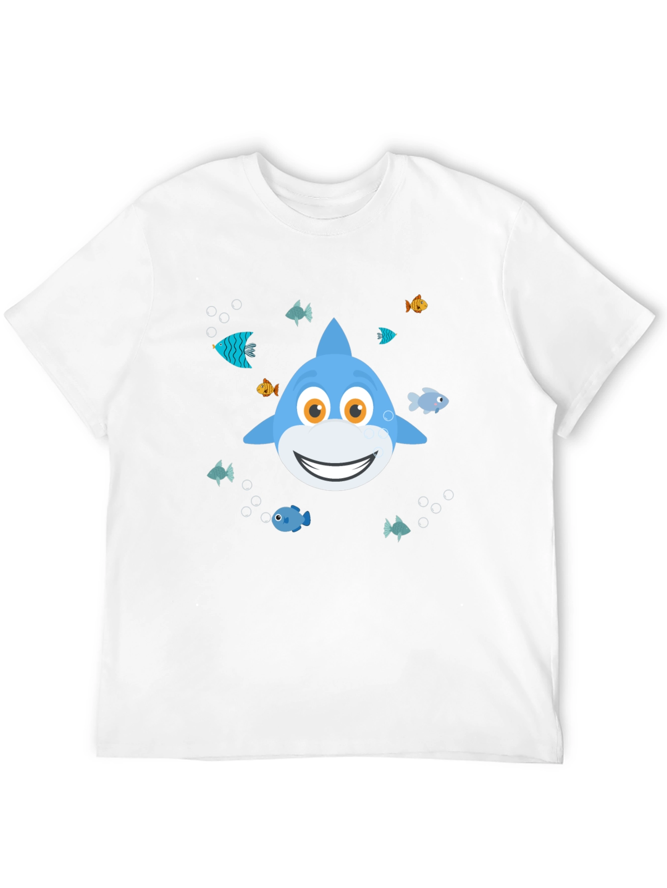 Black Cute Cartoon Shark Graphic T-Shirt - Black view 12