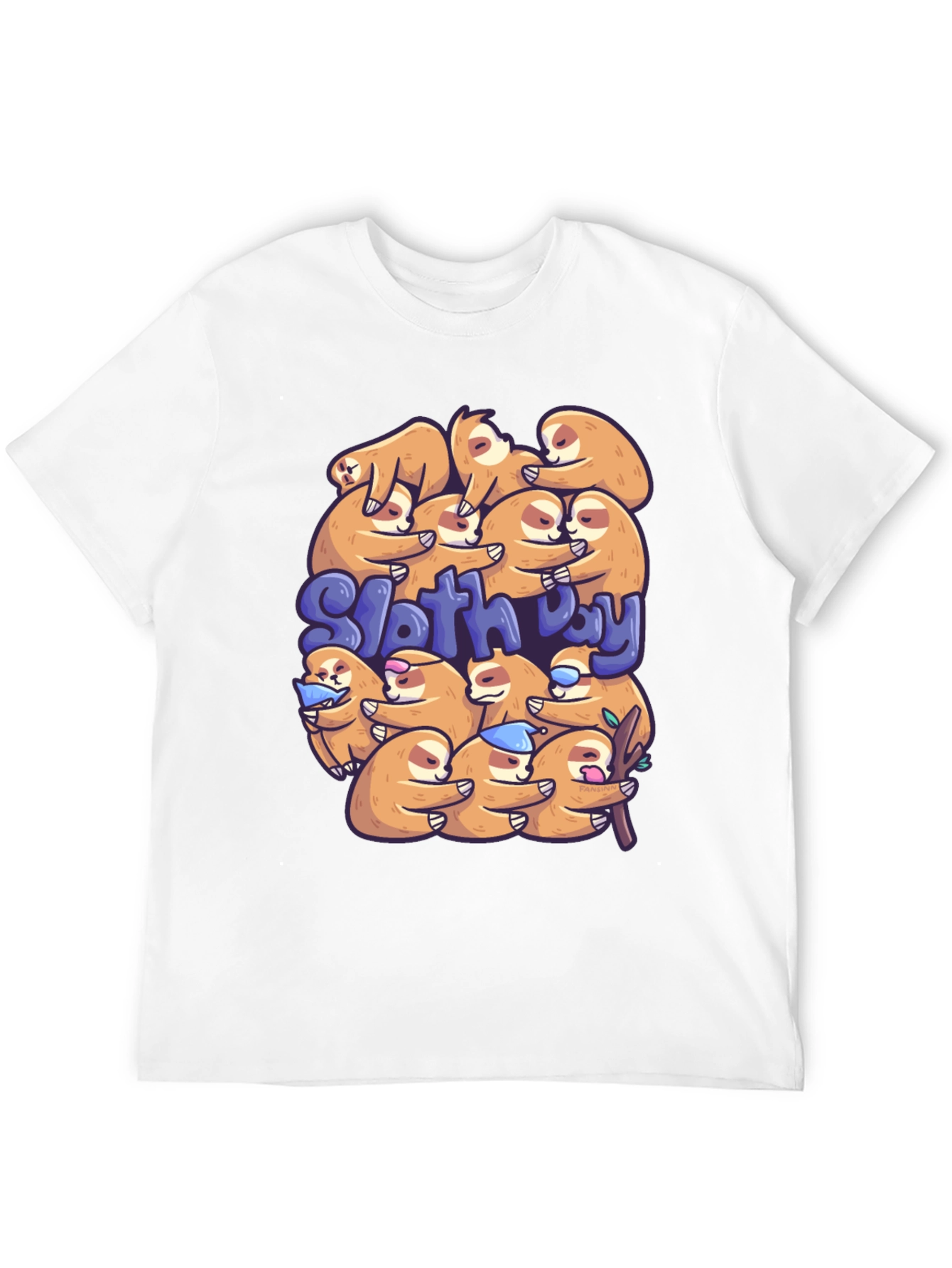 Black Cute Sloth Day T-Shirt view 12