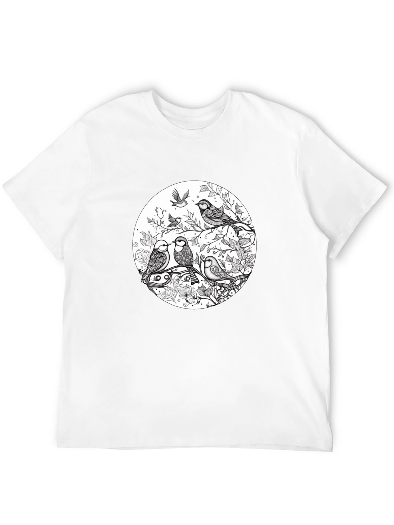 Black Nature's Song Tee: Bird Branch Graphic T-Shirt view 12