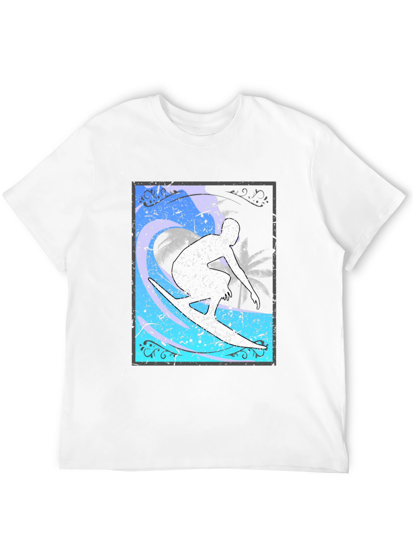 Black Surfer Graphic T-Shirt - Black Cotton Blend view 12