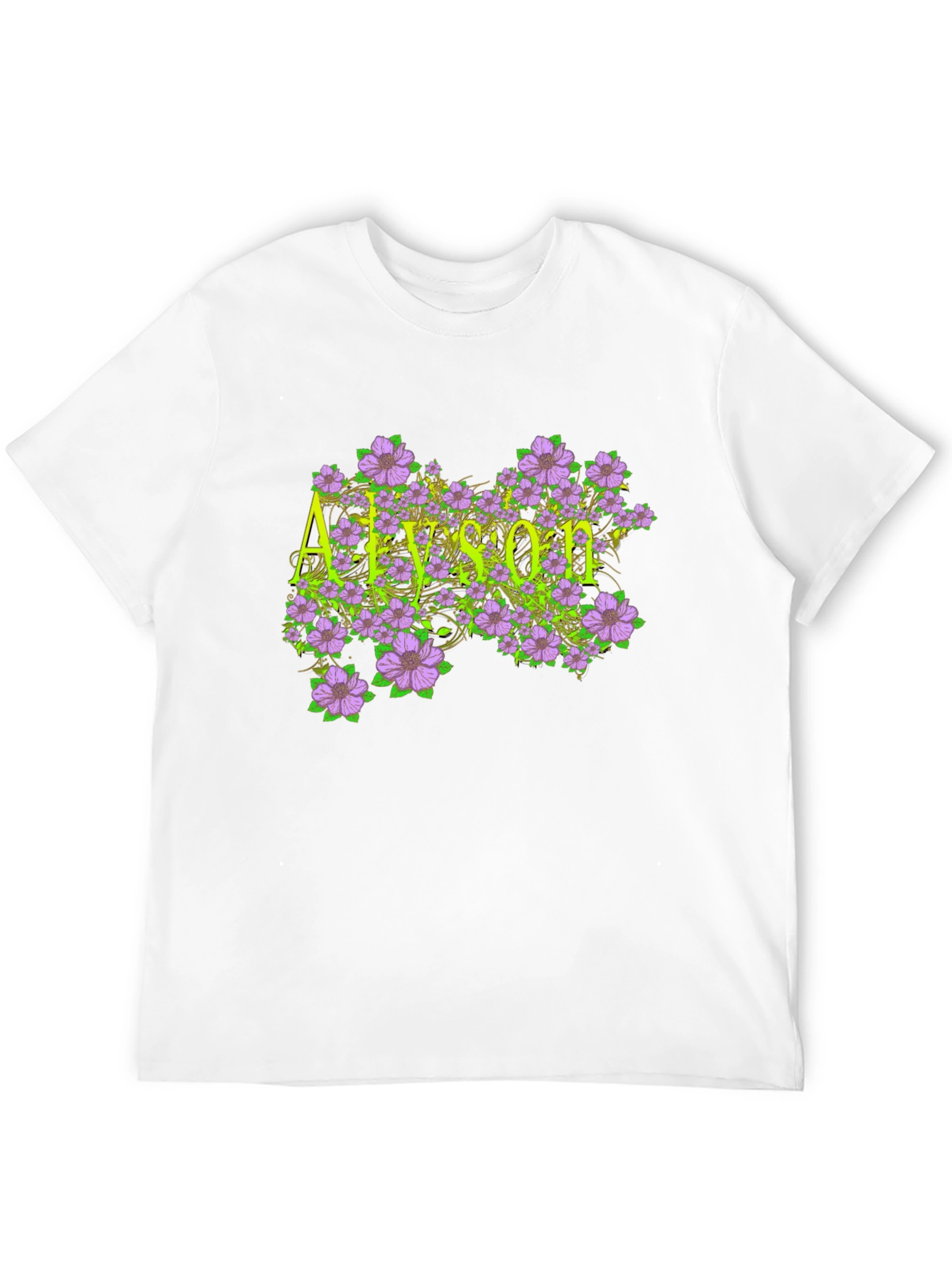 Black Alyson Floral Personalized Black T-Shirt view 12