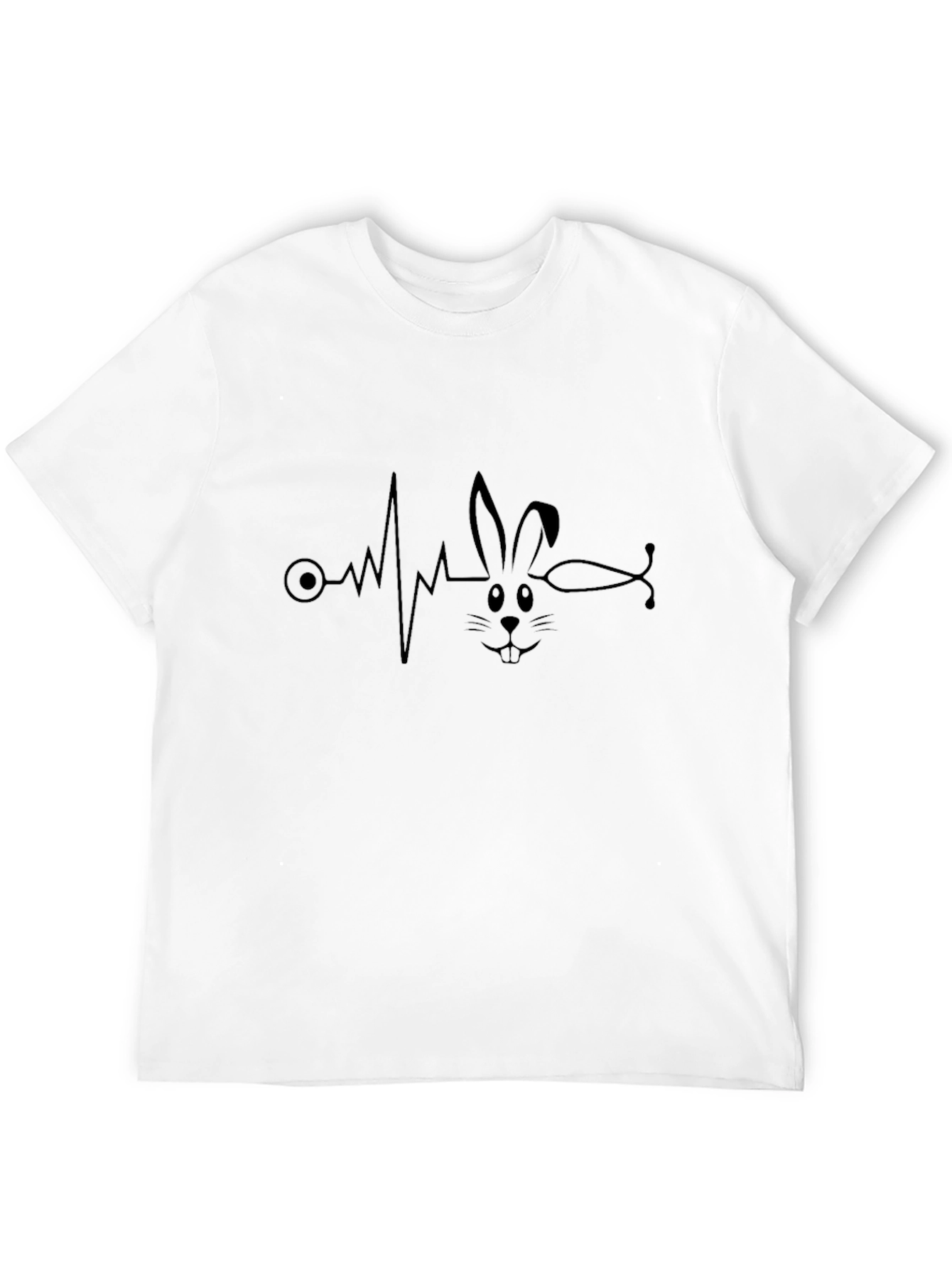 Black Bunny Heartbeat T-Shirt - Black, Unique Design view 12