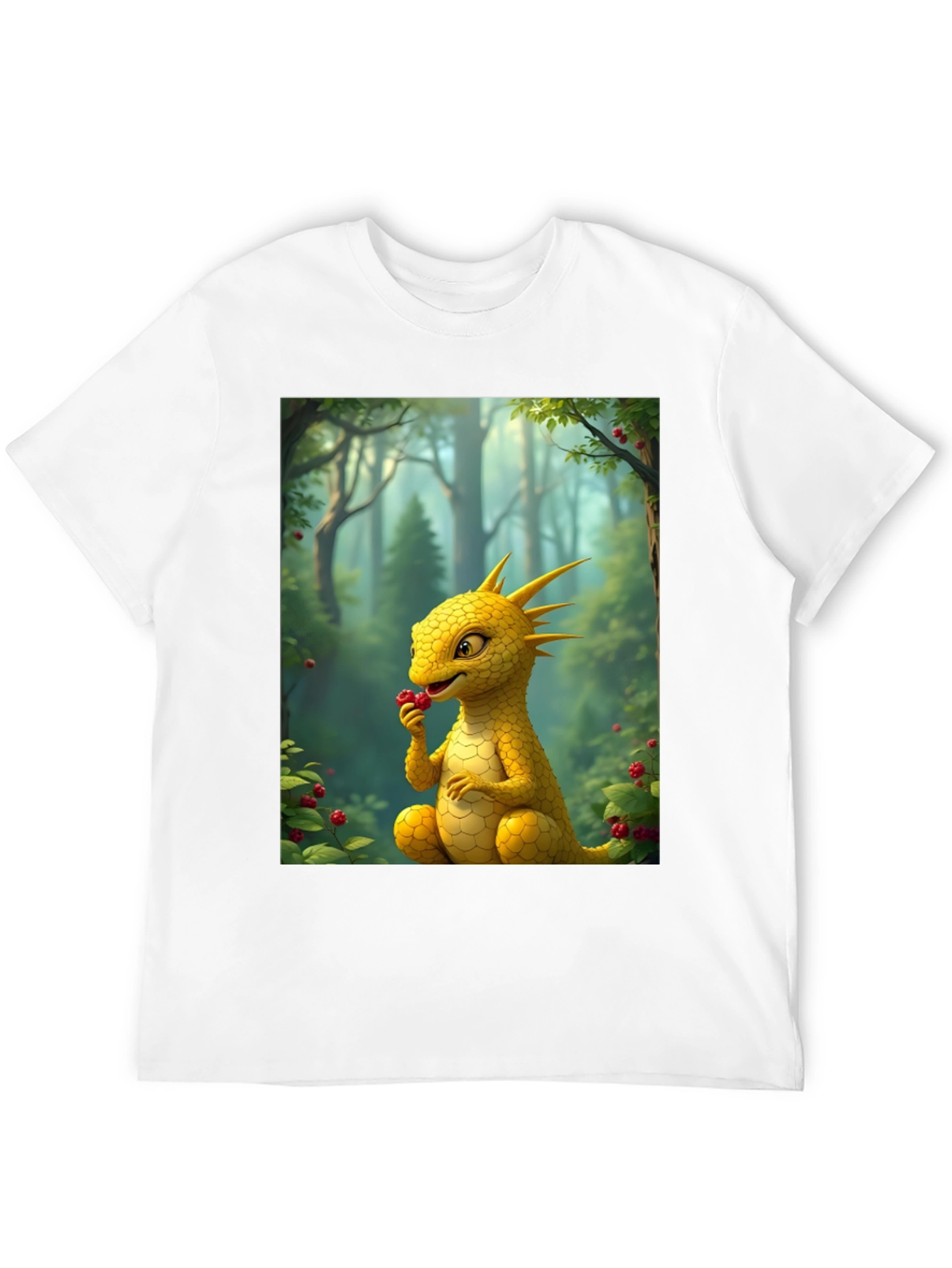 Black Cute Dragon Eating Berries Graphic Tee view 12